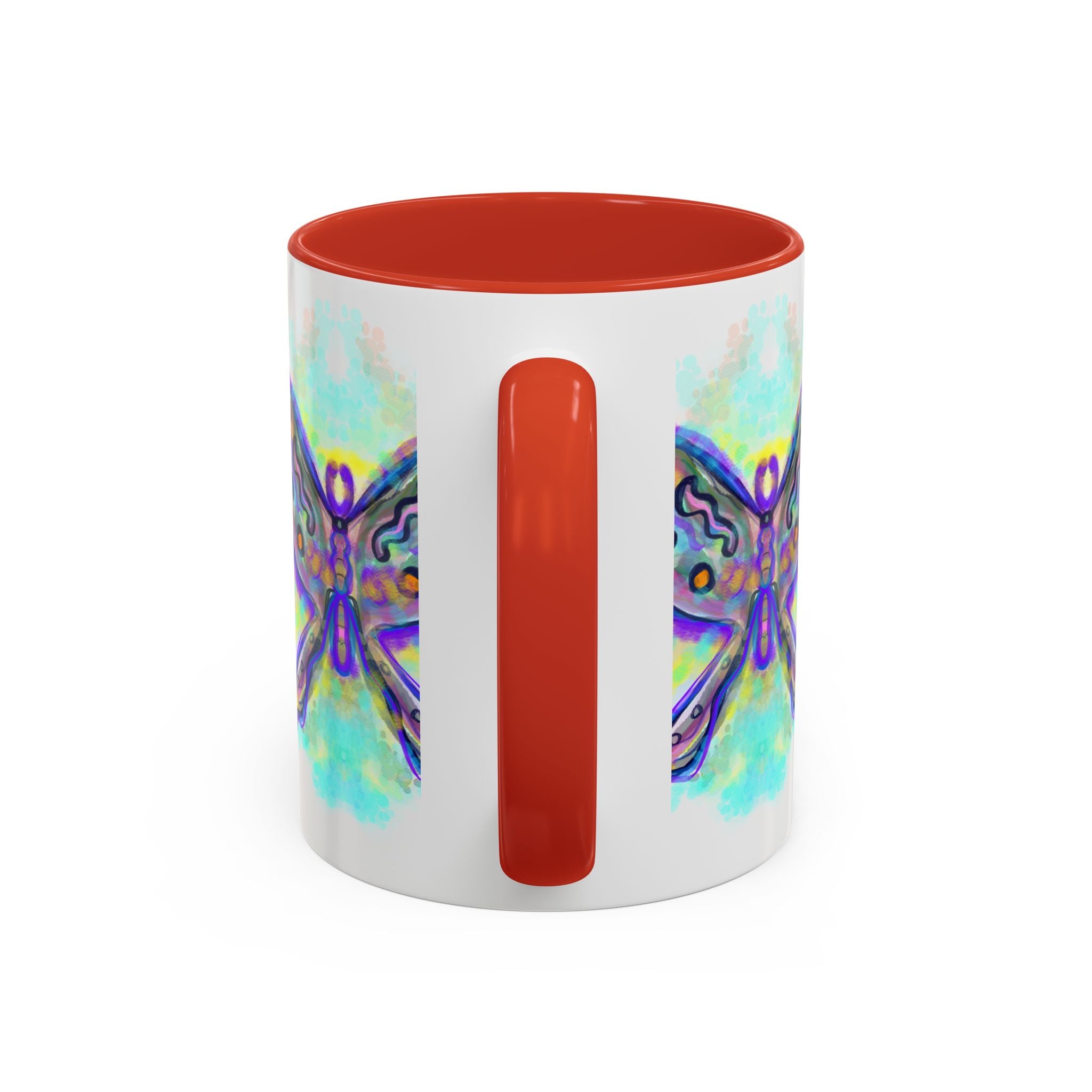 Butterfly Accent Coffee Mug — Colorful Watercolor Butterfly Design (11/15oz)