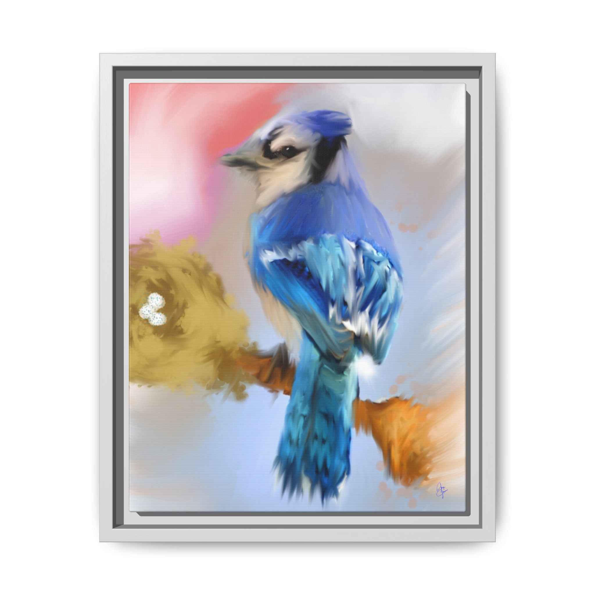 Blue Jay Art Print — Framed Matte Canvas Wall Art