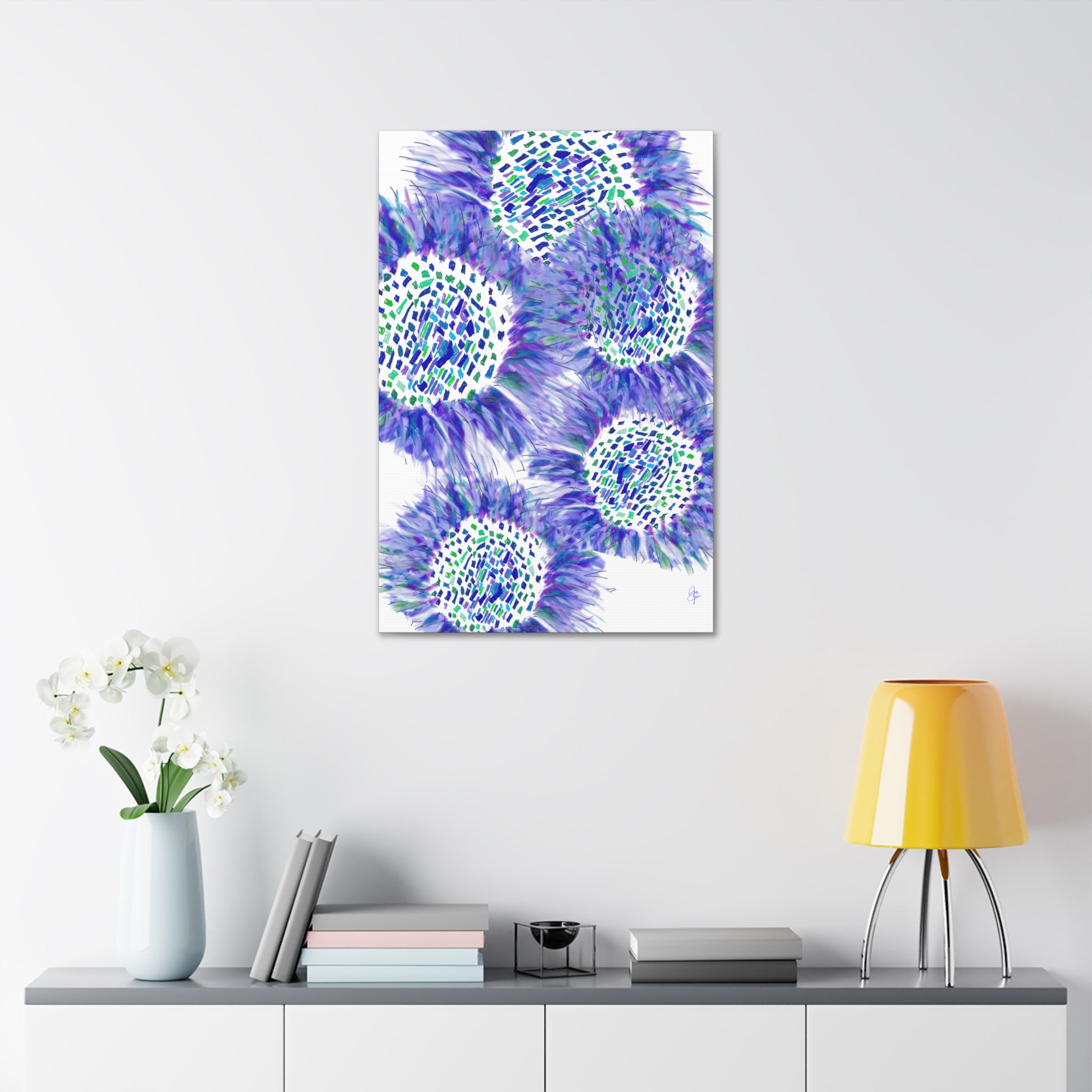 Abstract Blue-Purple Burst Canvas Stretched Art
