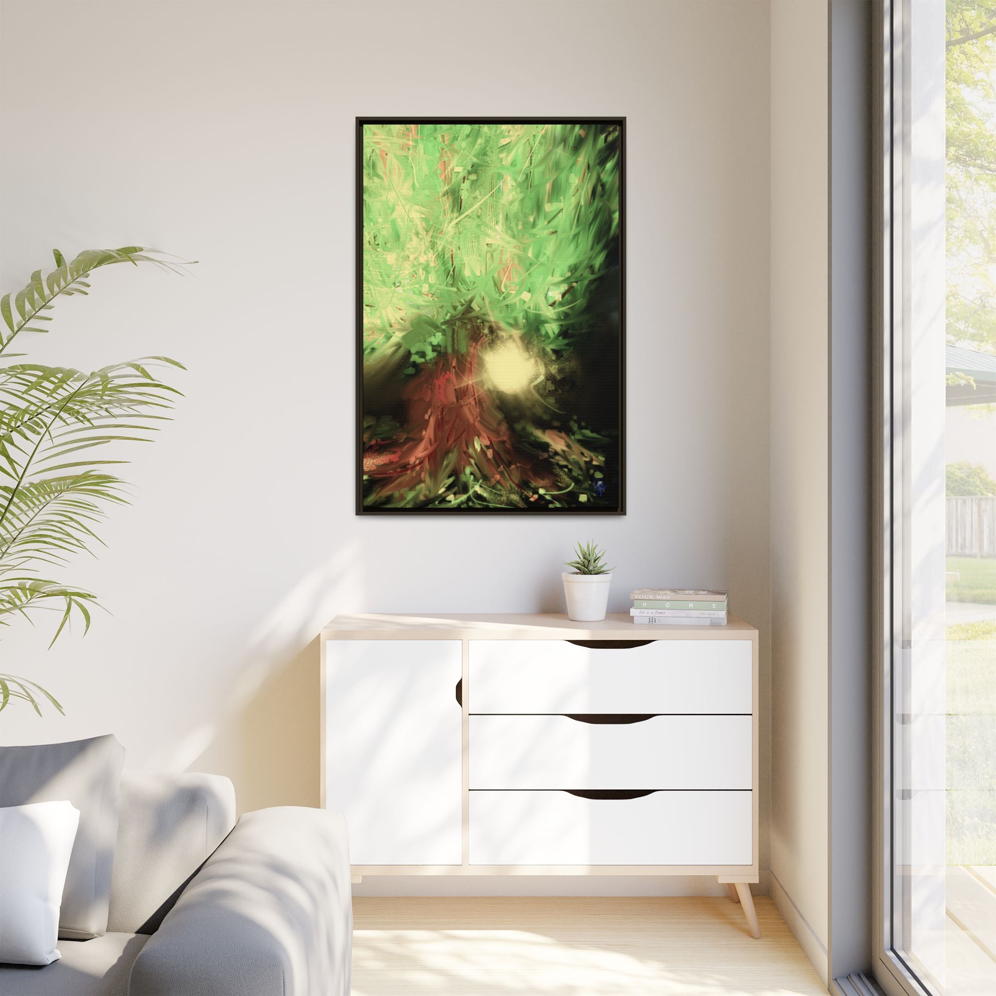 Sunset Tree Matte Canvas Framed Wall Art