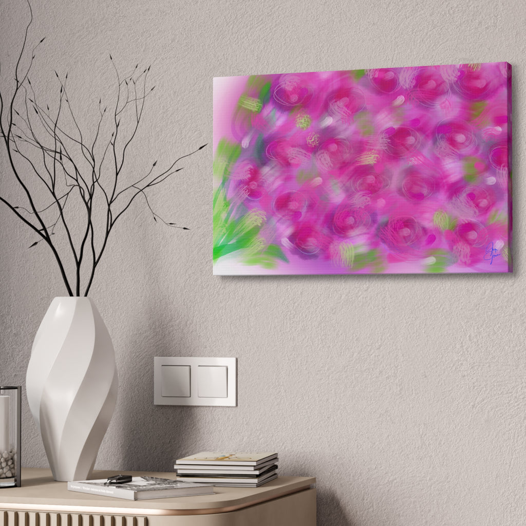 Pink Floral Abstract Canvas Print — Stretched 1.5" Wall Art