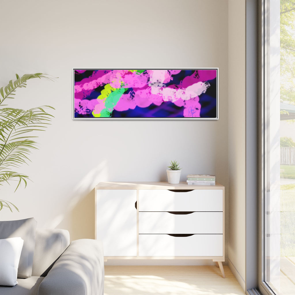 Framed Matte Canvas - Neon Rose Abstract Wall Art