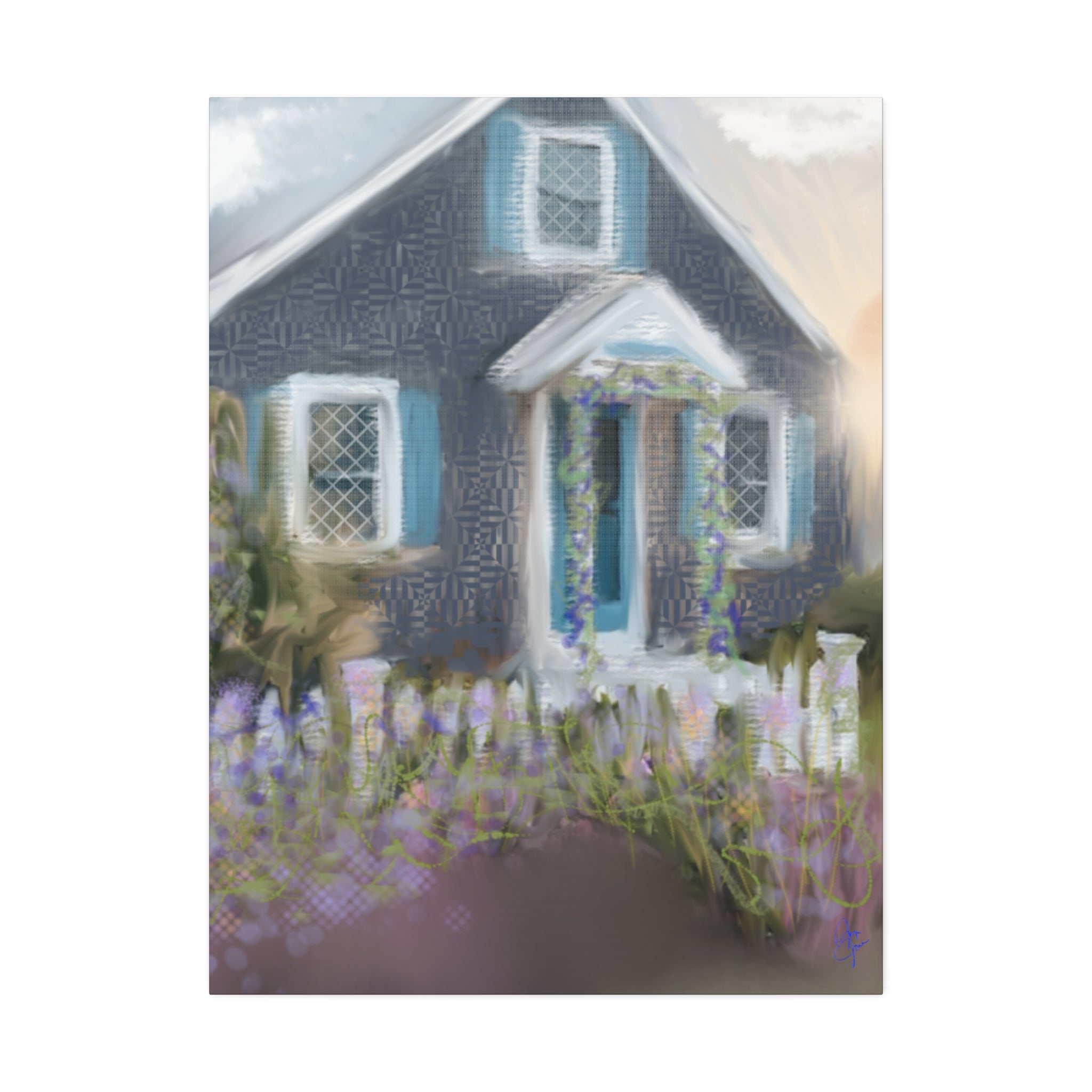 Coastal Cottage Garden Canvas Print — Stretched 1.5" Wall Art
