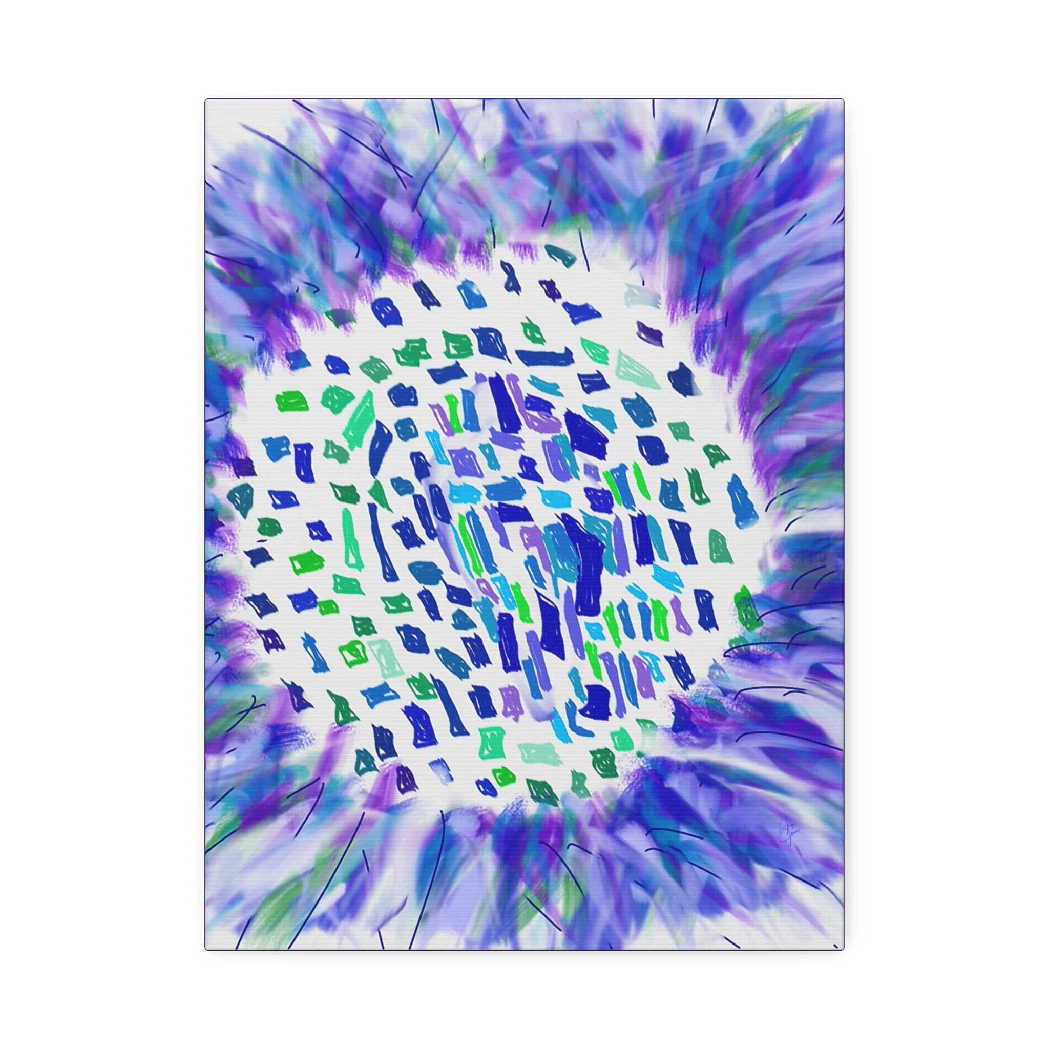Abstract Blue-Purple Burst Canvas Stretched Art