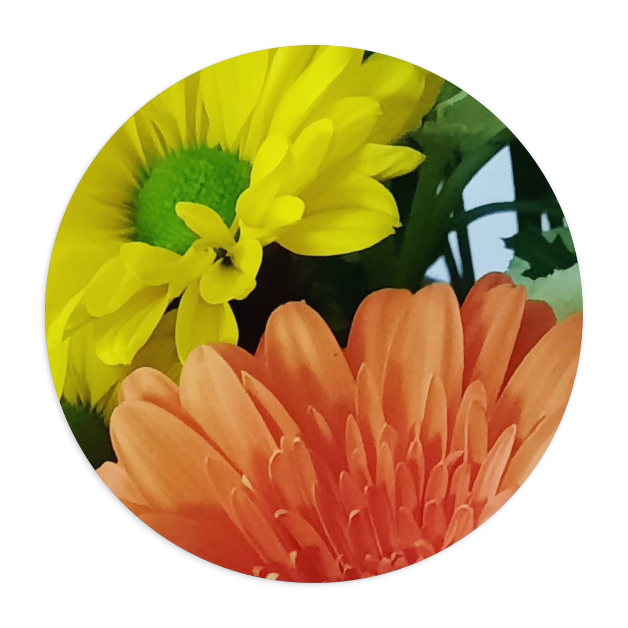 Gerbera Daisy Floral Mouse Pad — Bright Orange Flower Desk Mat