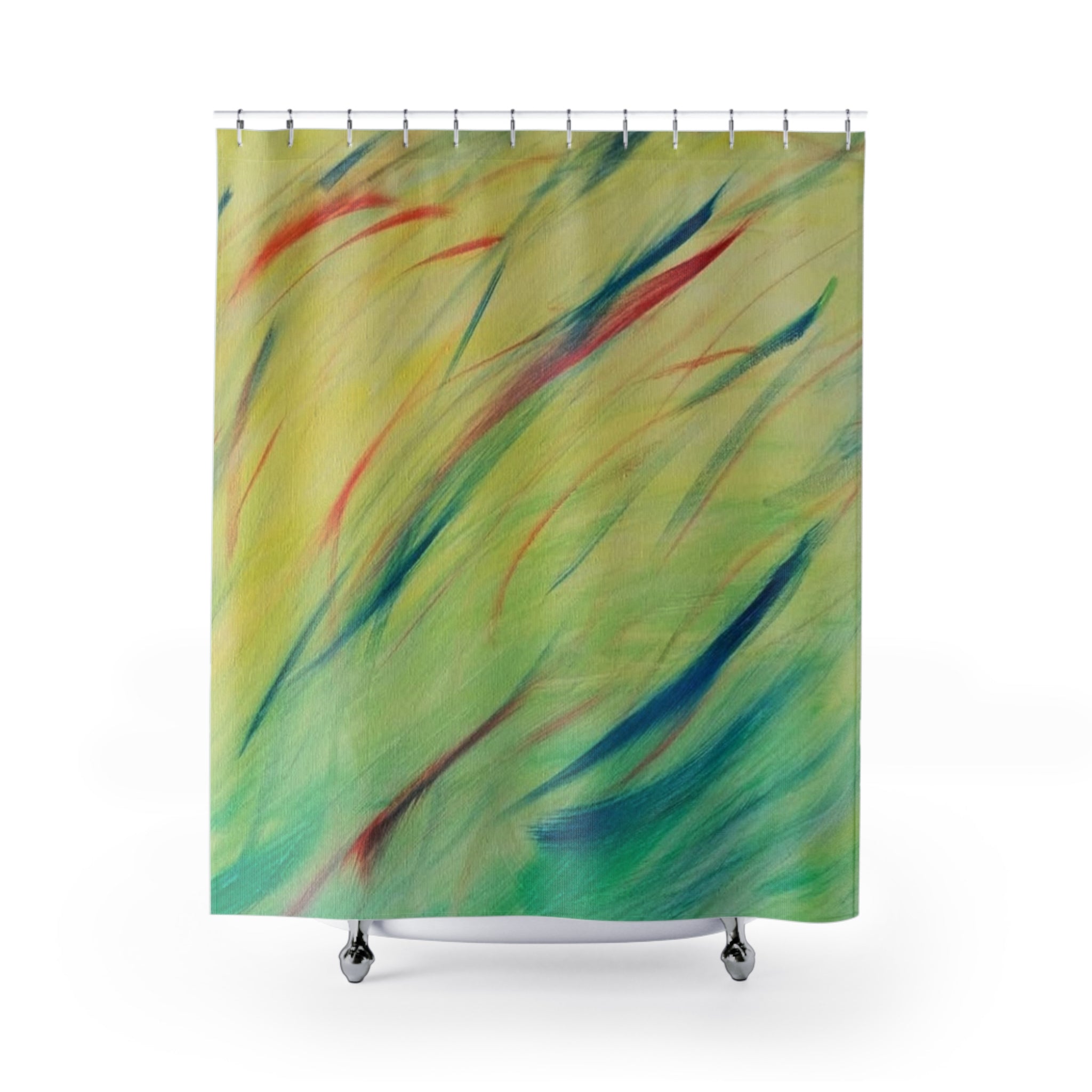 Abstract Watercolor Shower Curtain — Soft Pastel Swirl Bathroom Decor