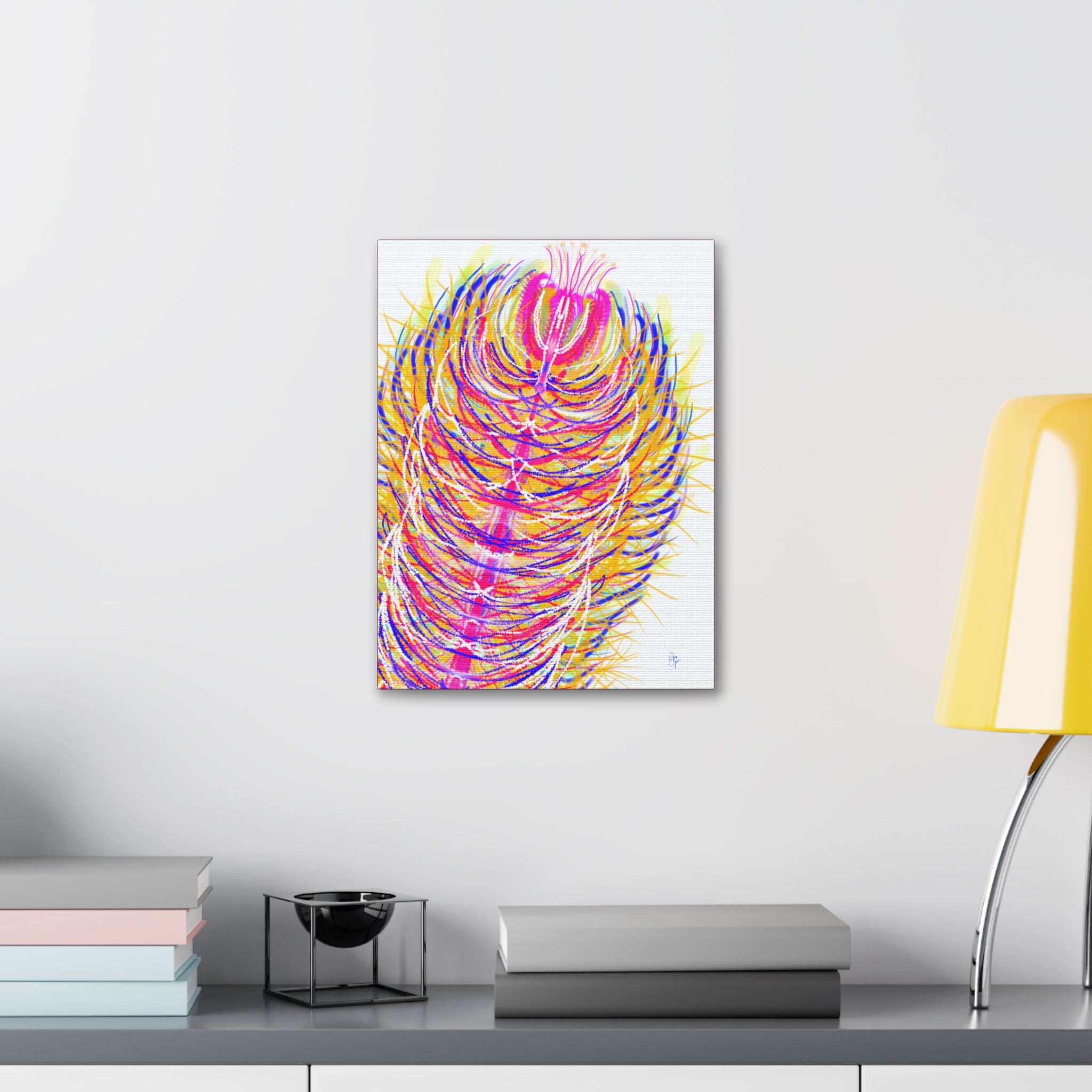 Colorful Feather Canvas Wall Art – Vibrant Abstract Plumage, Stretched 1.5"