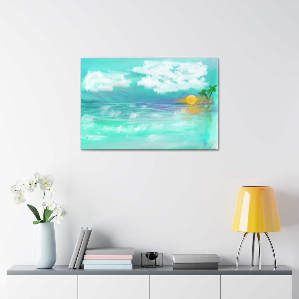 Tropical Sunset Beach Canvas — Stretched 1.5" Wall Art
