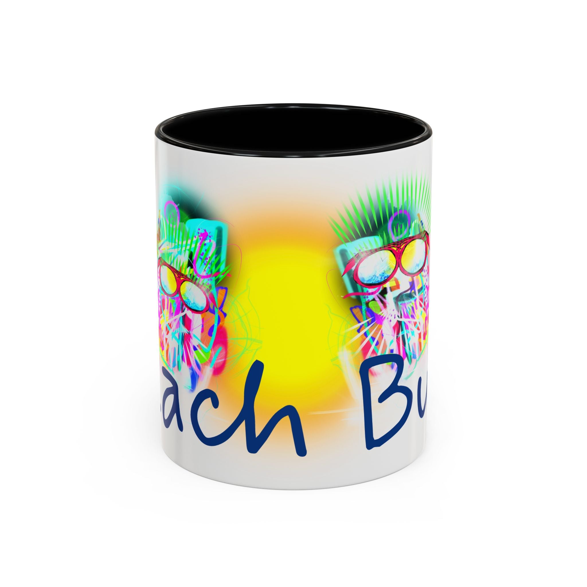 Beach Bum Coffee Mug — Colorful Retro Skull Design (11/15oz)