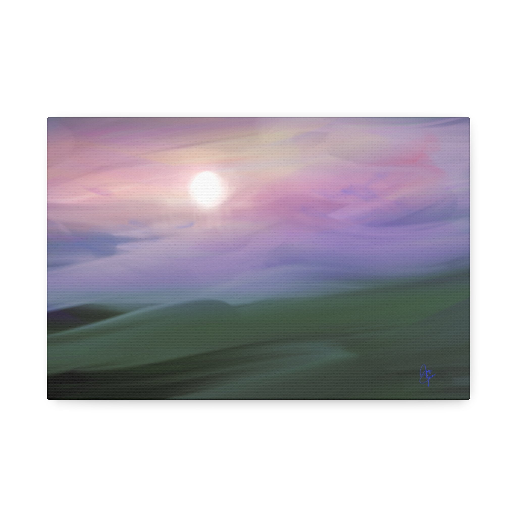 Sunrise Mist Landscape Canvas Print — Serene Pastel Wall Art