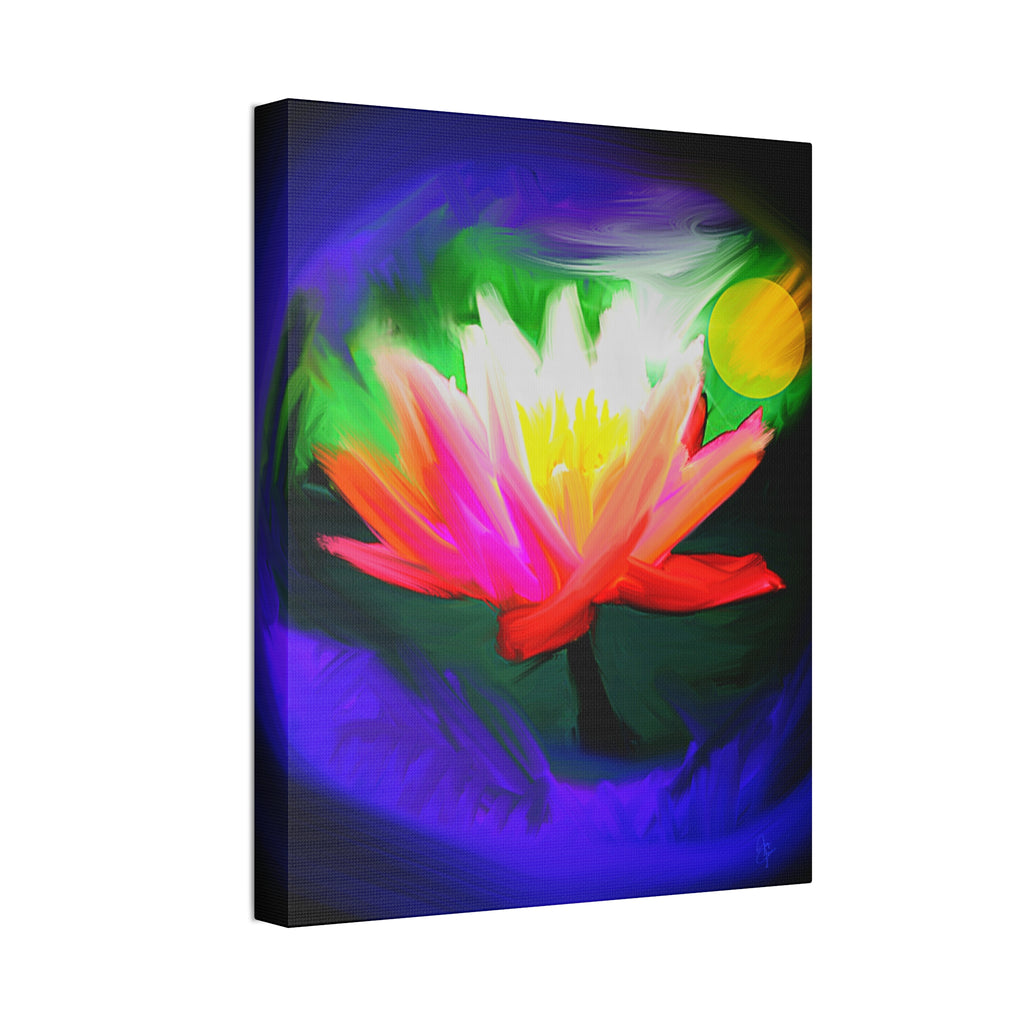 Vibrant Lotus Canvas Print — Bright Floral Stretched Wall Art