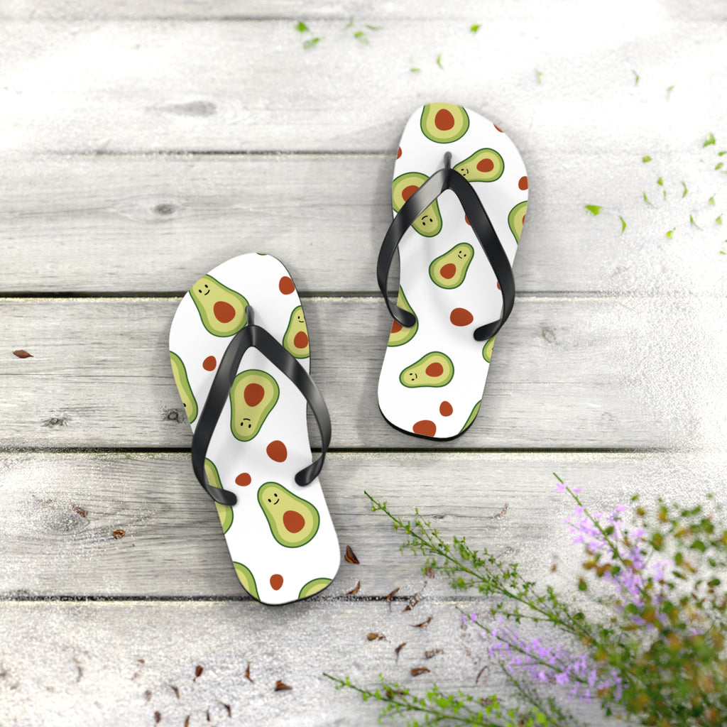 Avocado Pattern Flip Flops — Fun Summer Beach Sandals