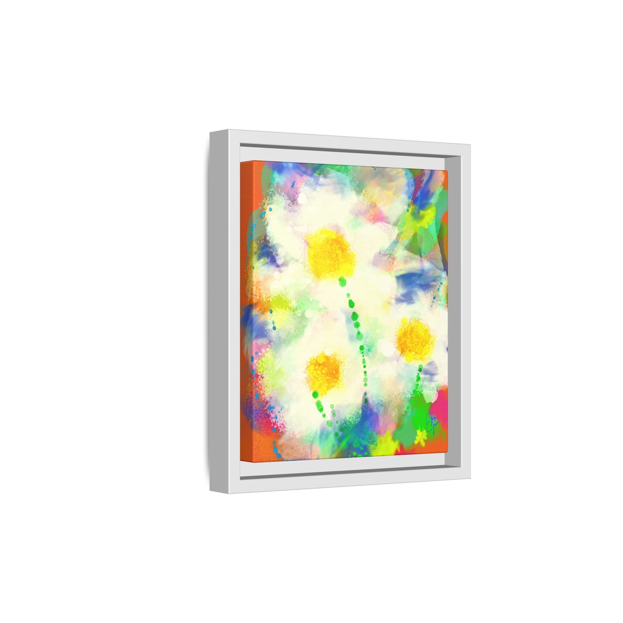 Framed Matte Canvas - Watercolor Yellow Floral Abstract Wall Art