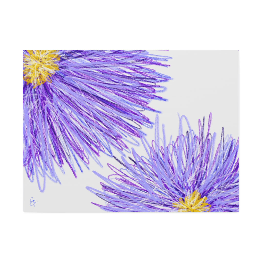 Purple Aster Floral Canvas Wrap – Vibrant Botanical Wall Art, 1.5" Stretched