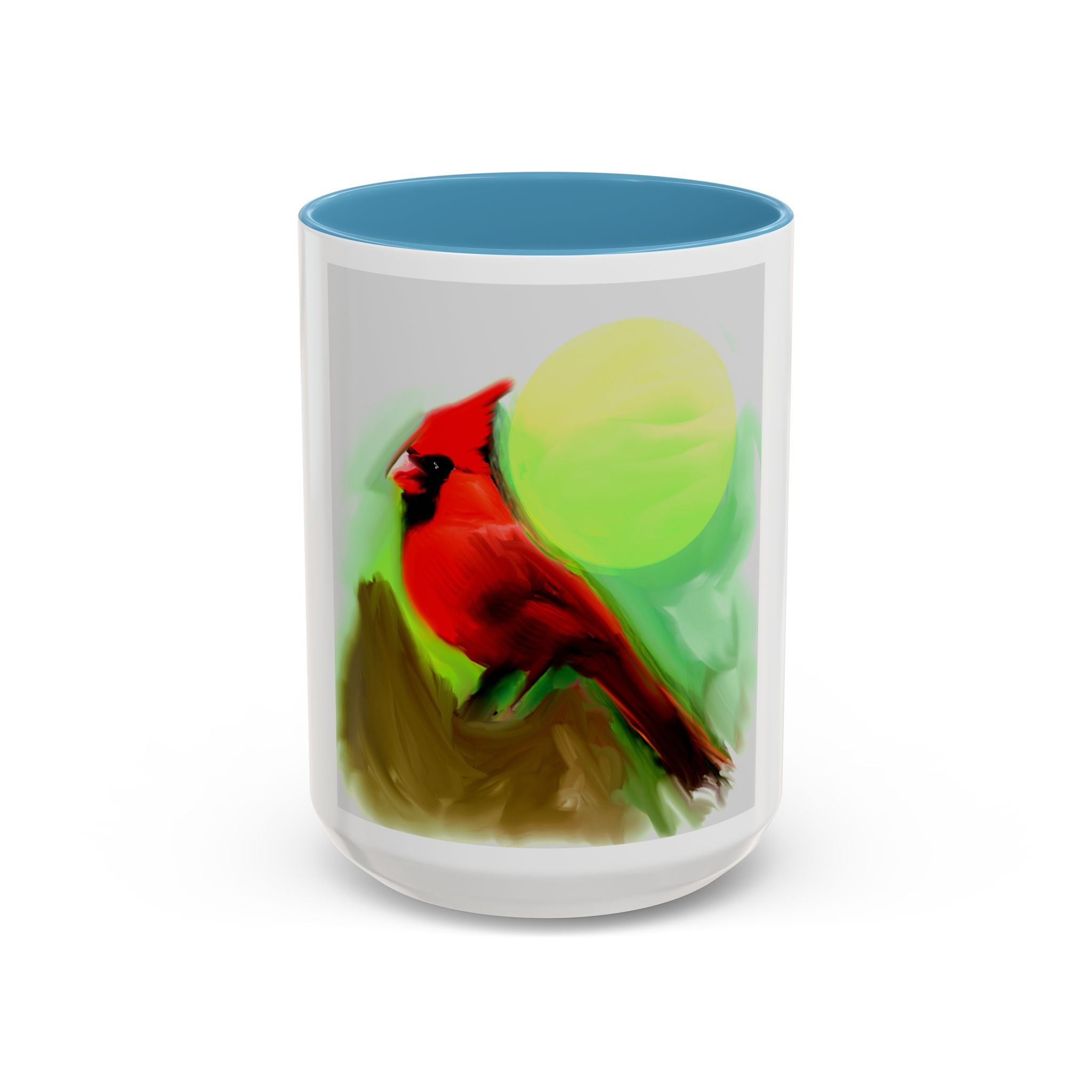 Cardinal Bird Accent Coffee Mug — Red Cardinal Sunrise Art Ceramic Mug (11/15 oz)