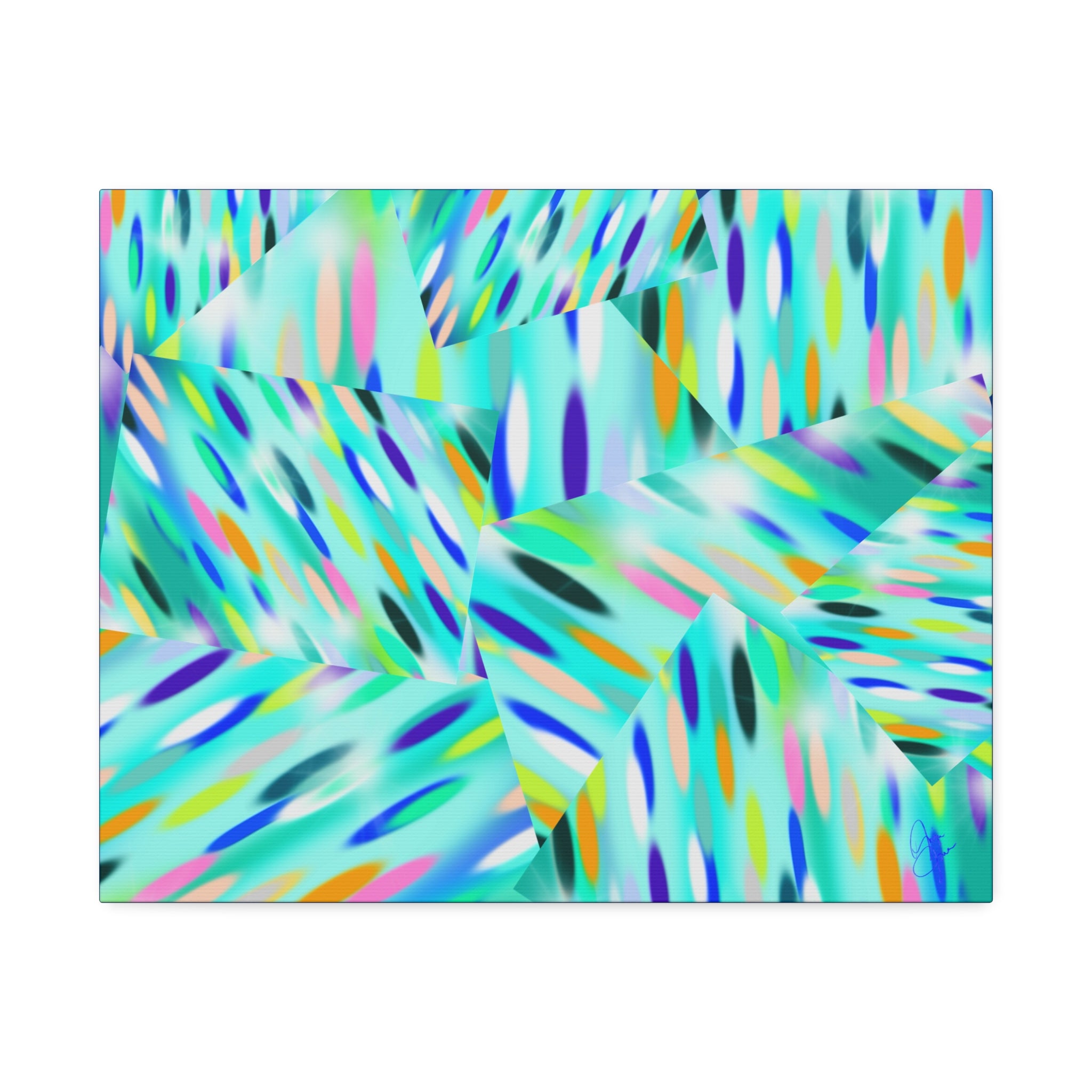 Abstract Aqua Canvas Print — Turquoise Geometric Art on Stretched 1.5" Canvas