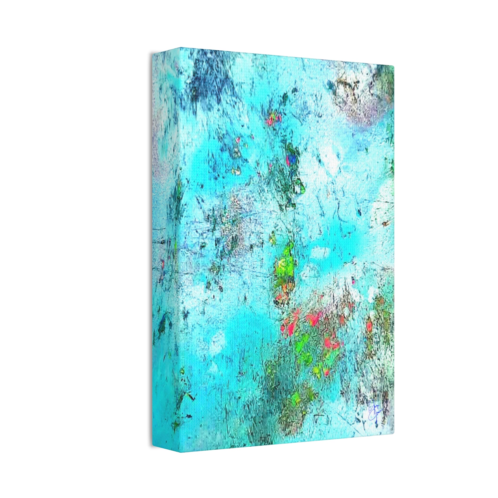 Abstract Aqua Texture Canvas