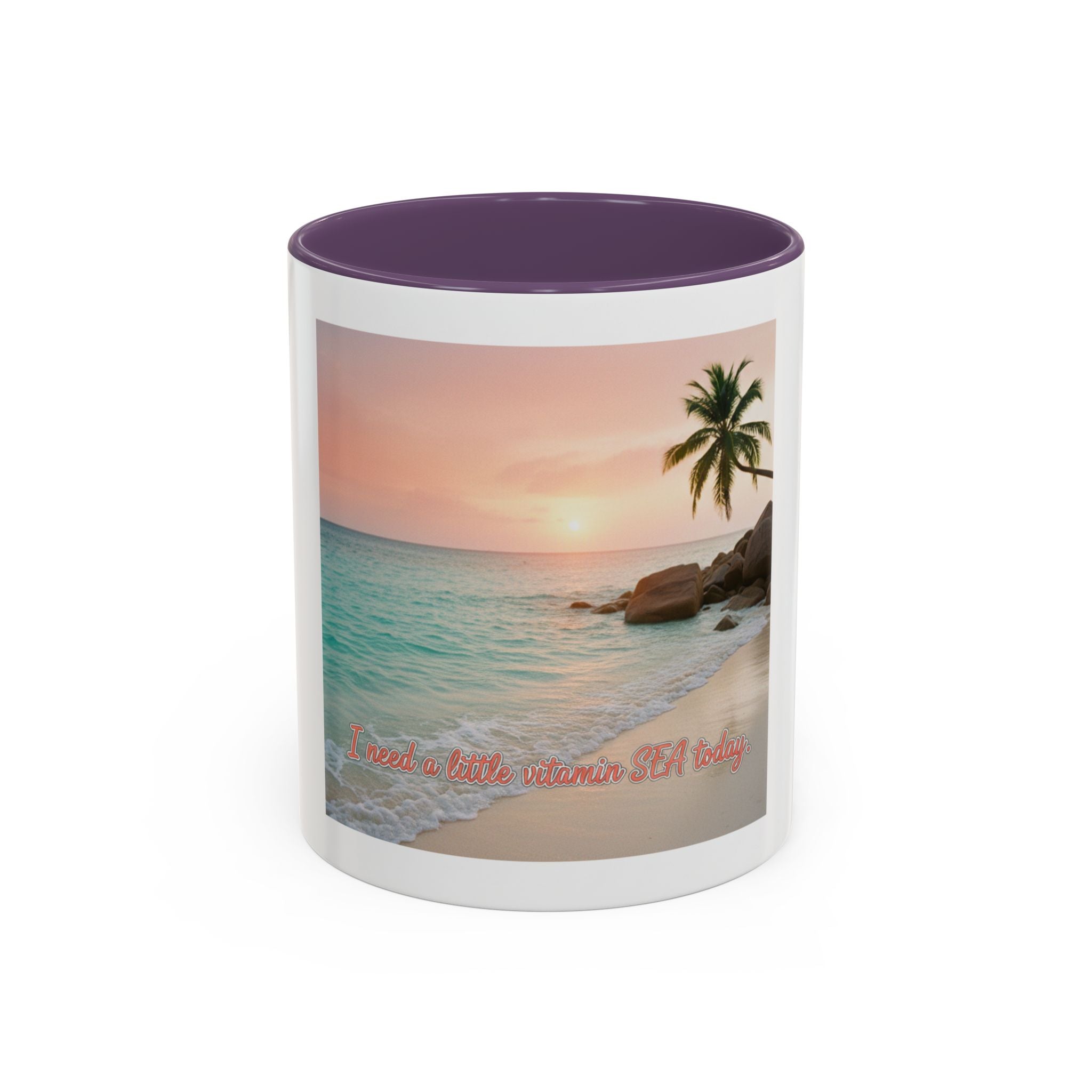 Tropical Beach Coffee Mug — Sunset Palm Ocean Accent Mug (11/15 oz)