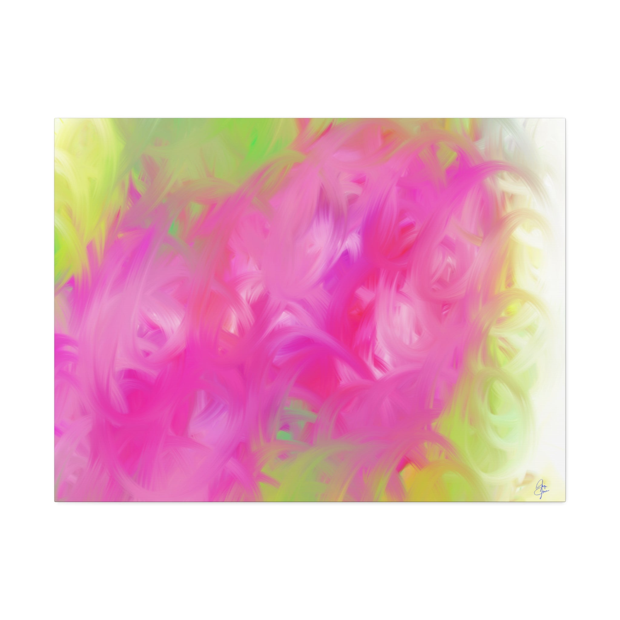 Abstract Pink & Lime Floral Canvas Print — Stretched 1.5"