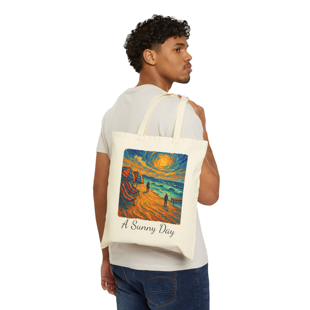 Van Gogh-Inspired 'A Sunny Day' Cotton Canvas Tote Bag