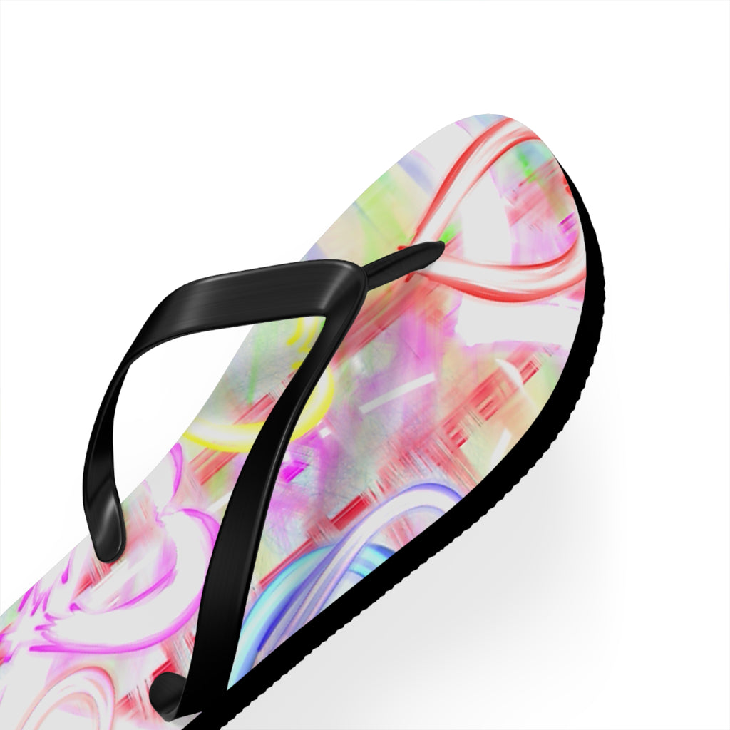 Heart Pattern Flip Flops — Pastel Neon Love Beach Sandals