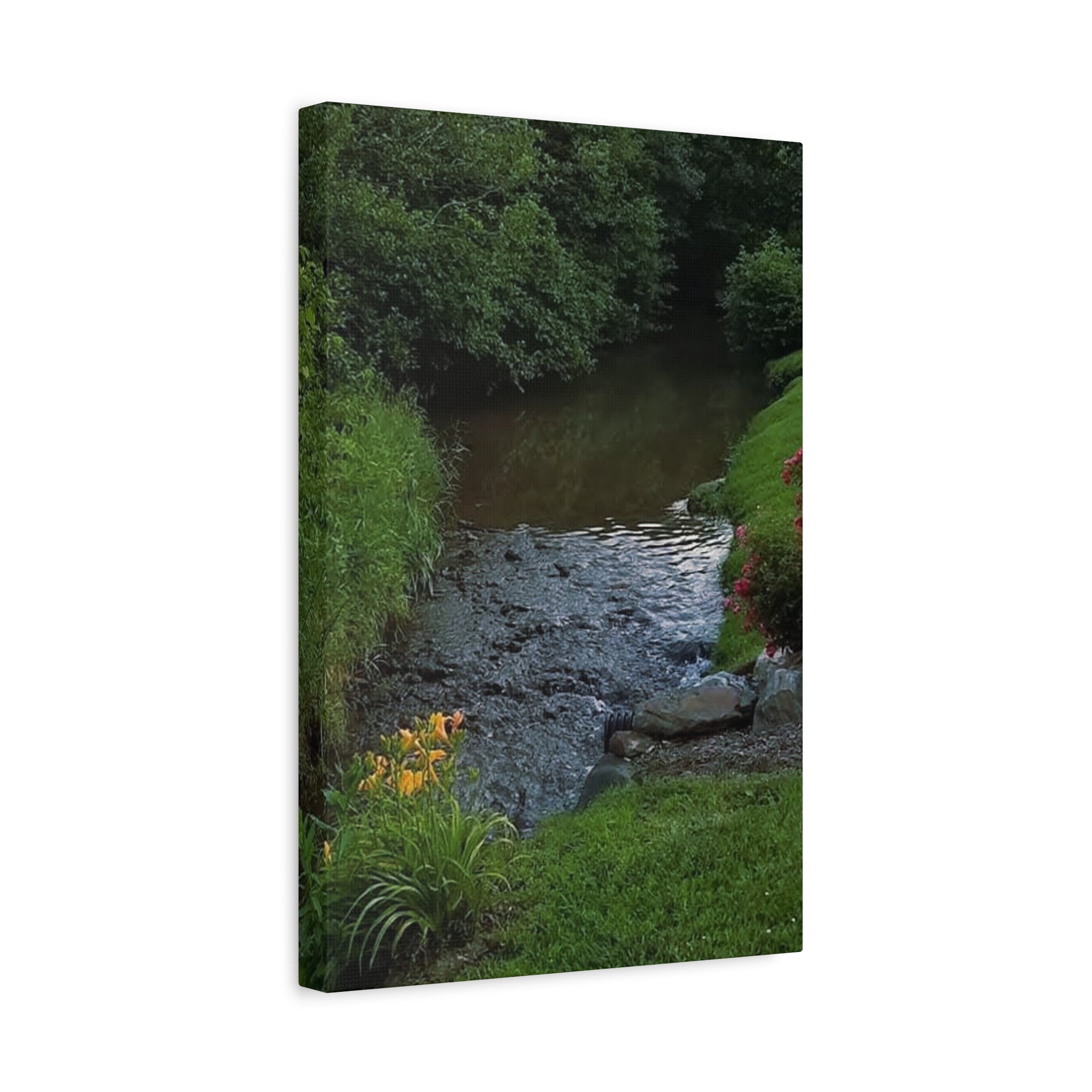Tranquil Stream Garden — Matte Stretched Canvas Wall Art