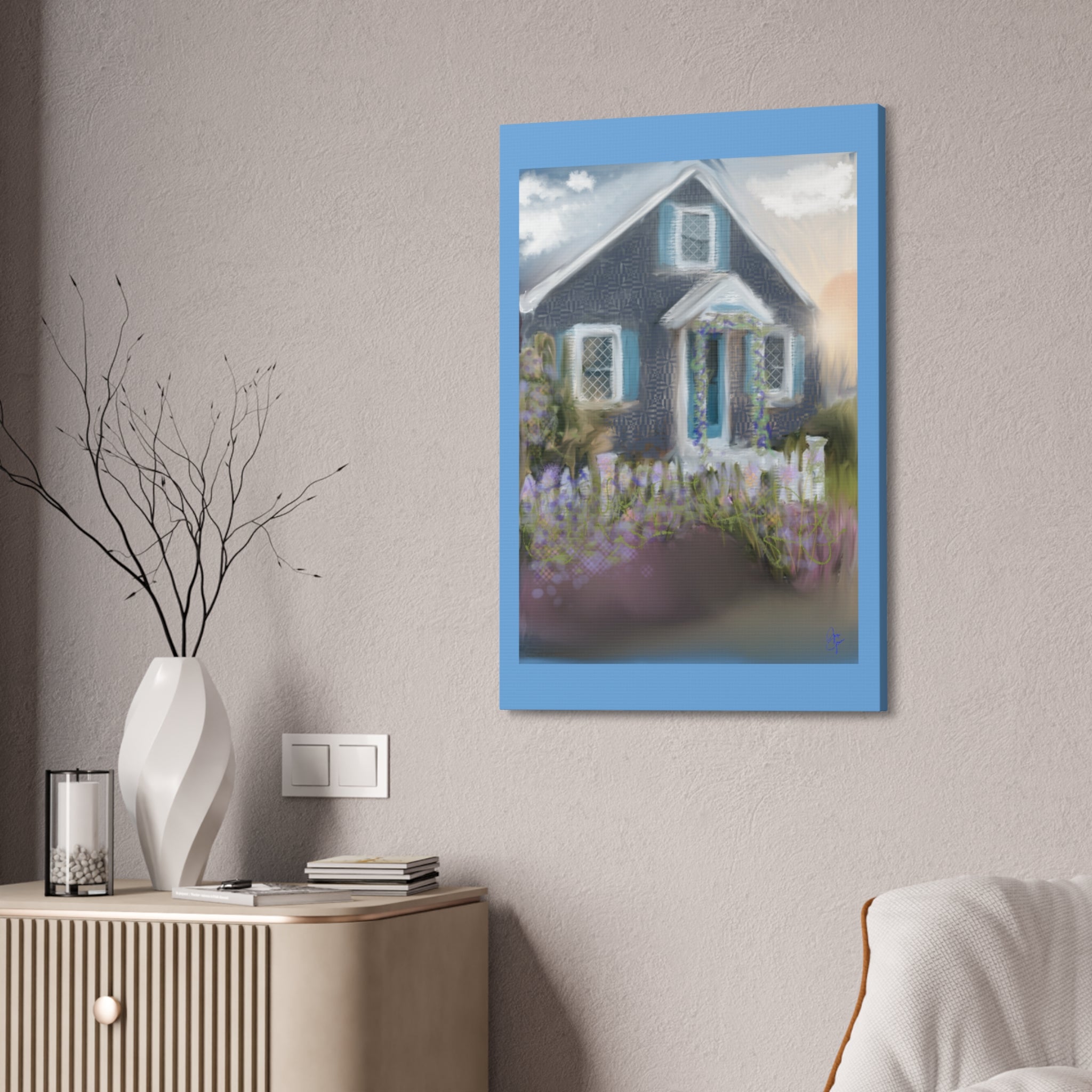 Coastal Cottage Garden Canvas Print — Stretched 1.5" Wall Art