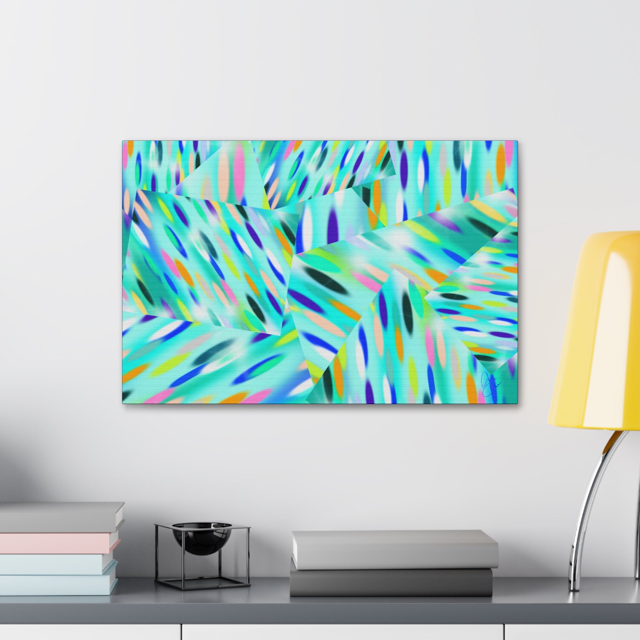 Abstract Aqua Canvas Print — Turquoise Geometric Art on Stretched 1.5" Canvas