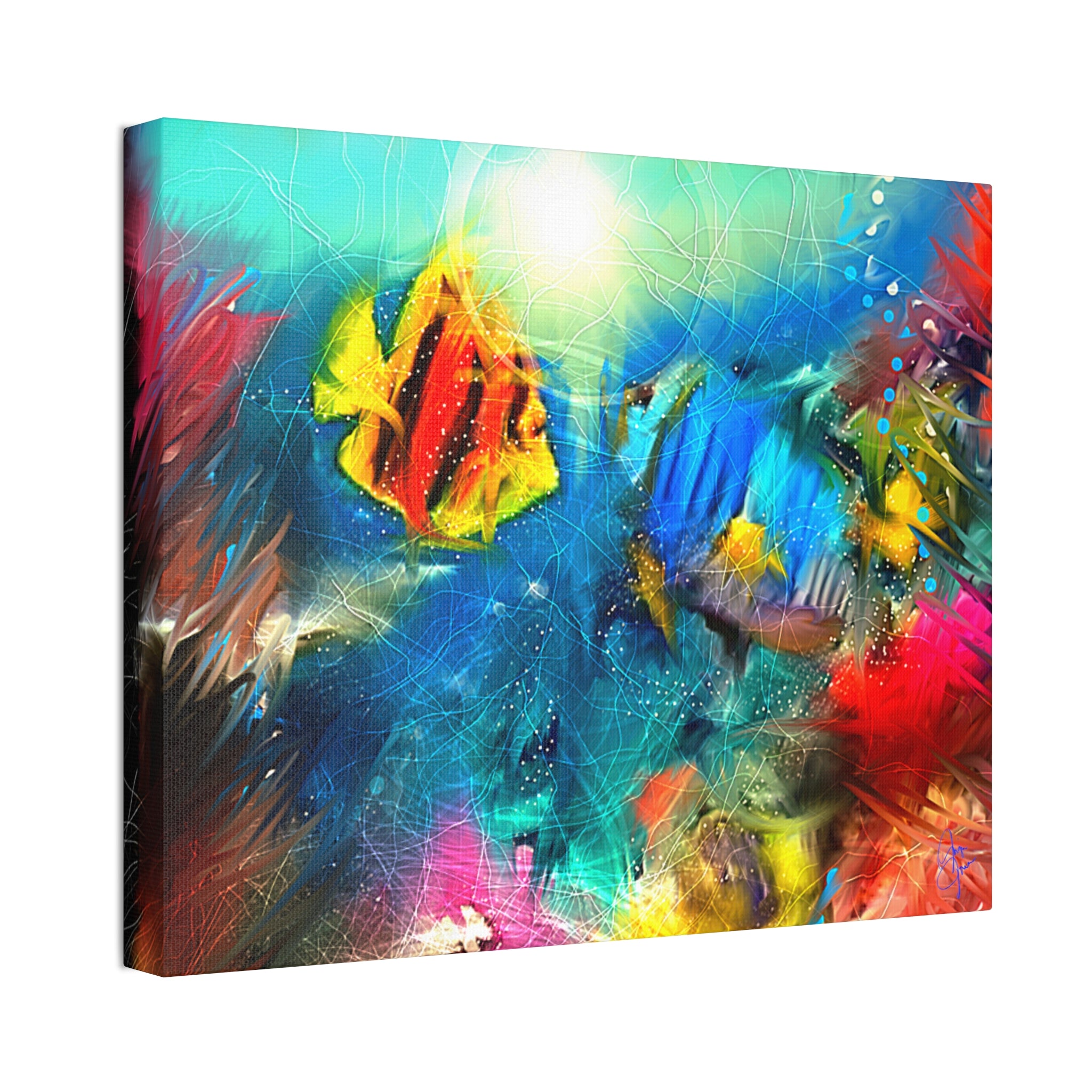 Abstract Tropical Fish Canvas – Colorful Ocean Wall Art (Stretched 1.5")