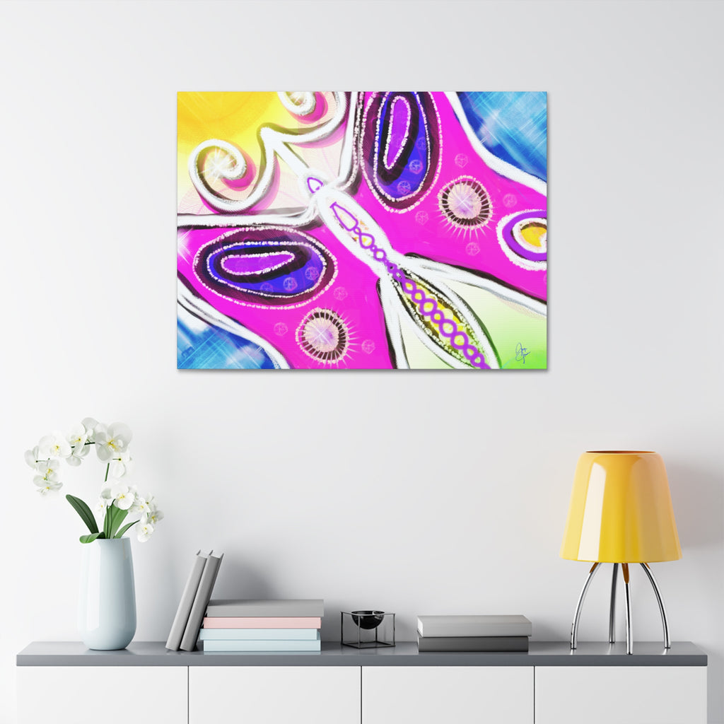 Abstract Pink Butterfly Canvas - Vibrant Stretched Wall Art