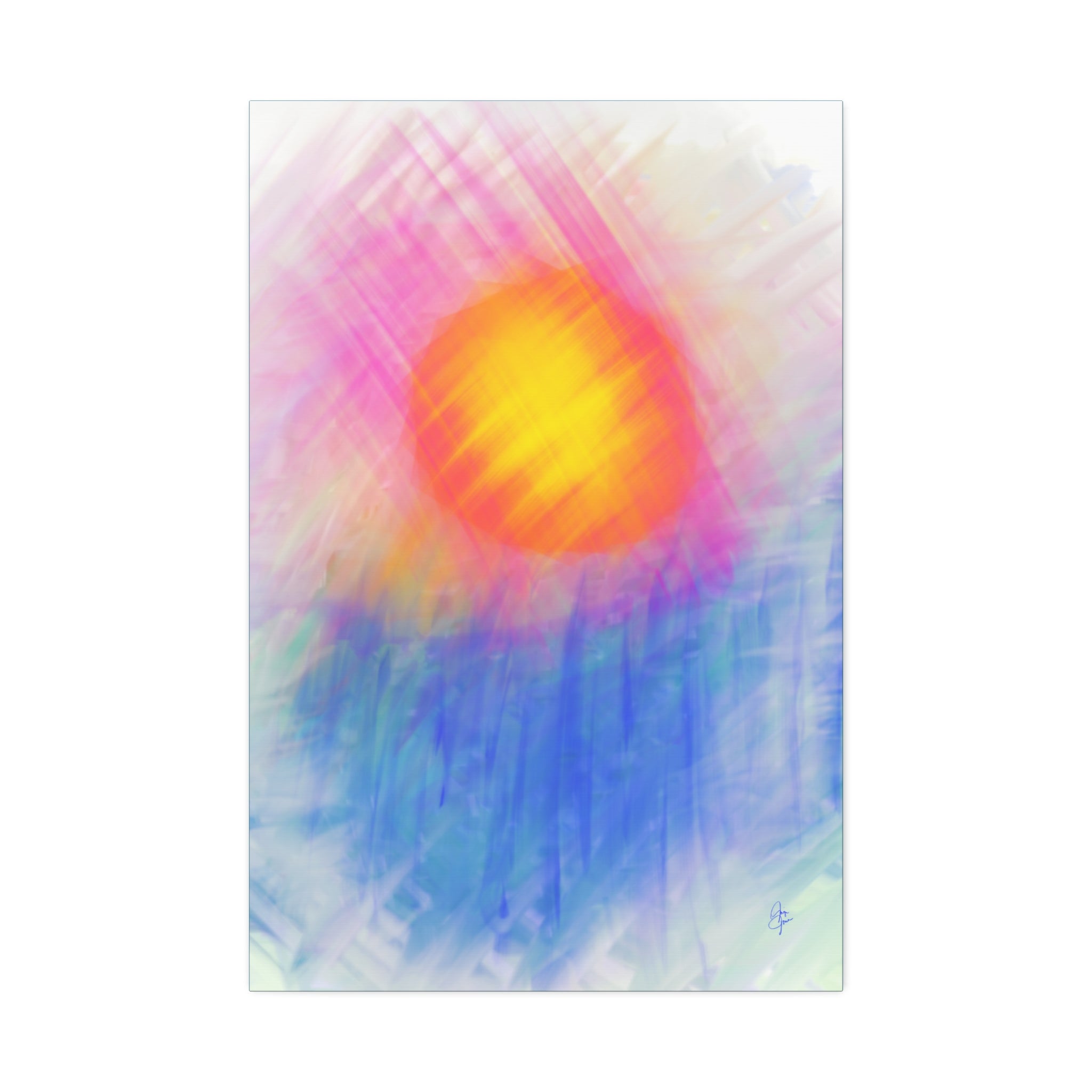 Abstract Sunrise Canvas Art - Vibrant Pink & Orange Sun Stretched Canvas
