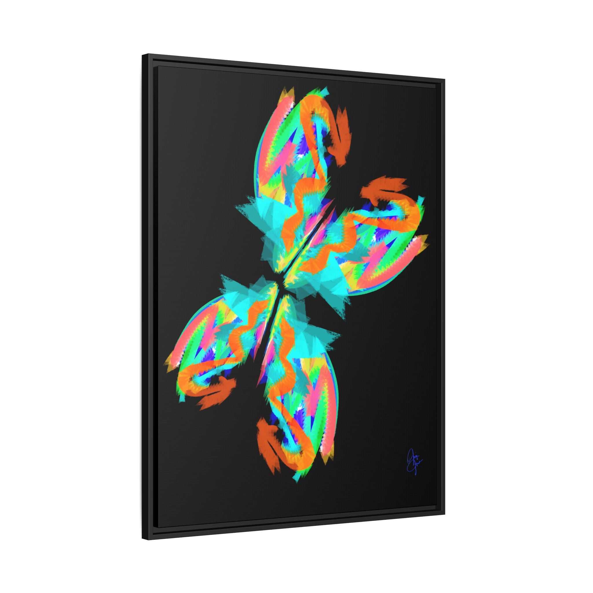 Framed Matte Canvas — Neon Abstract Butterfly Wall Art