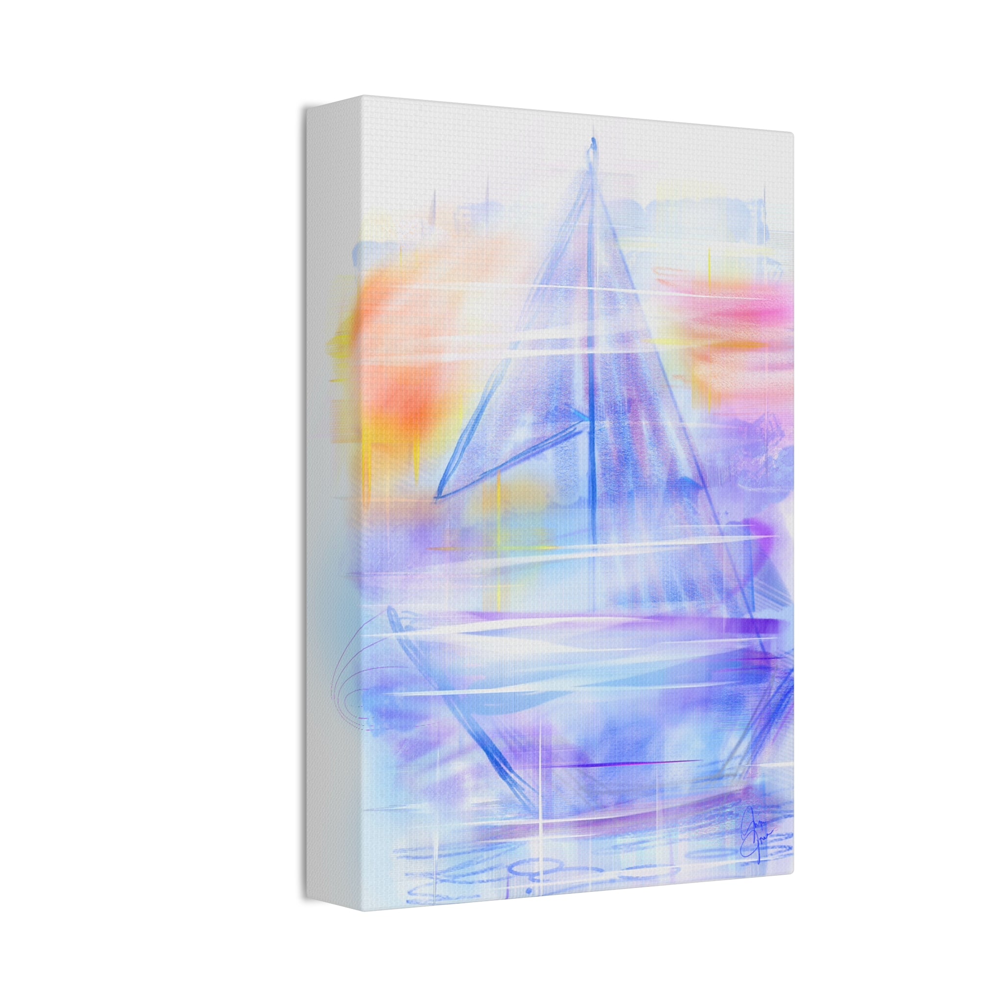 Sailboat Serenity Canvas Print — Pastel Abstract Nautical Wall Art, Stretched 1.5"