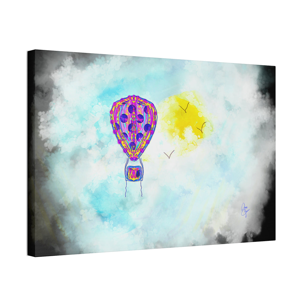 Hot Air Balloon Canvas Art – Whimsical Sunshine Nursery Wall Décor (Stretched Canvas)