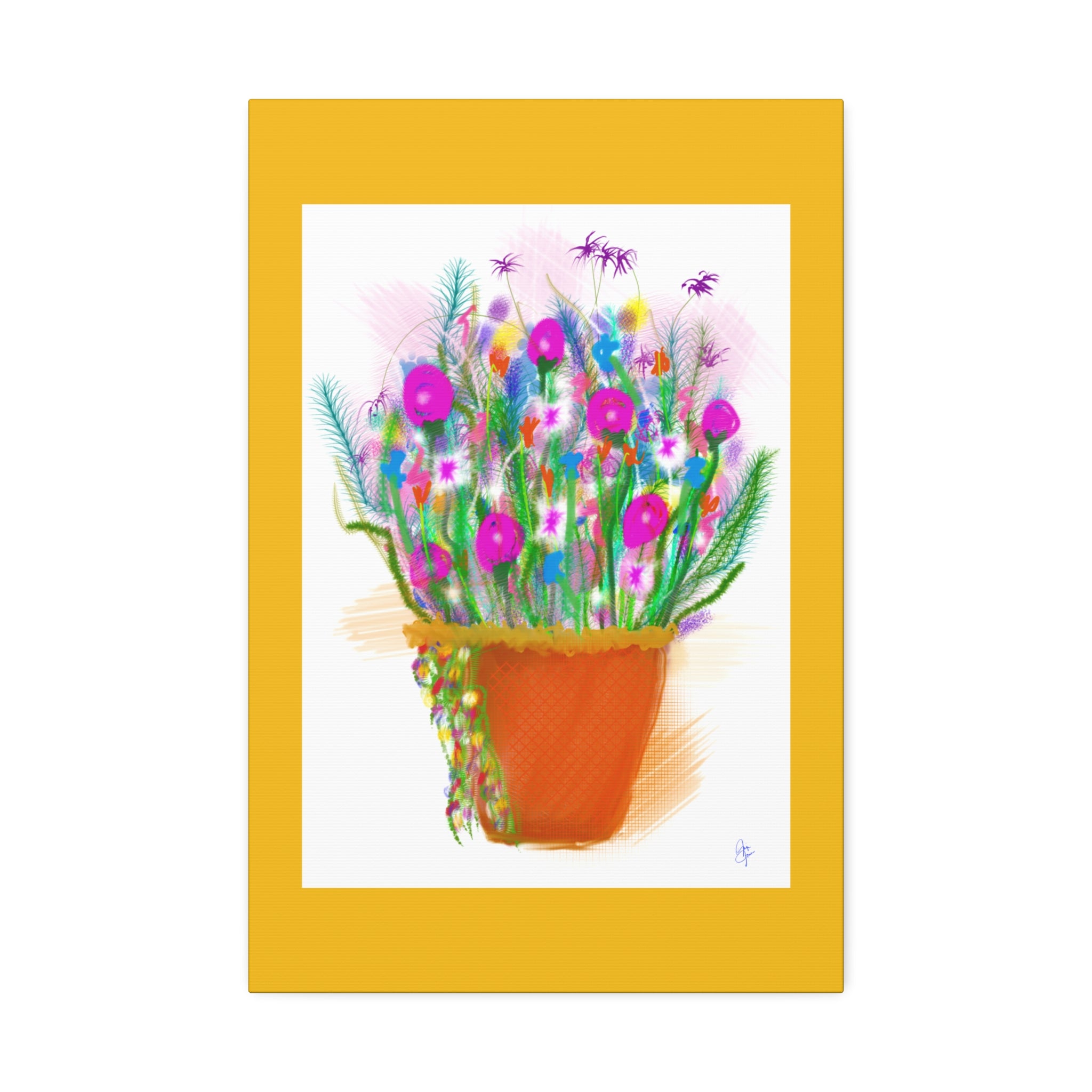 Flowers Brighten Your Day.  Stretched Canvas Wall Art — 1.5" Depth
