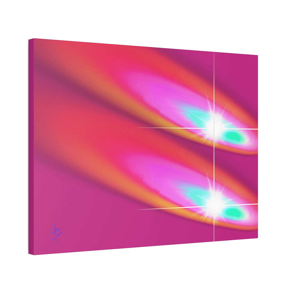 Abstract Neon Comet Canvas — Vibrant Turquoise & Pink Stretched Wall Art (1.5" Depth)