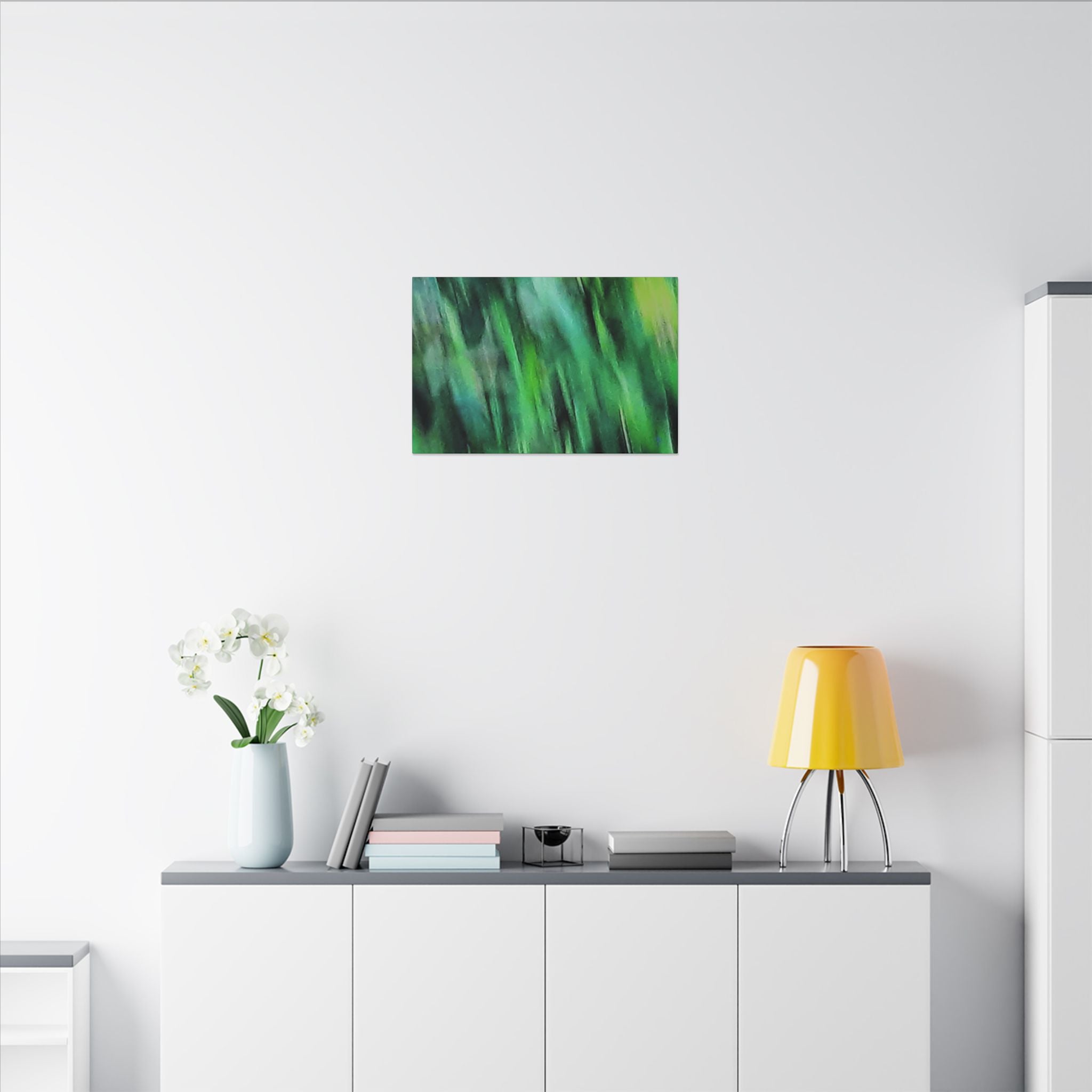Green Abstract Blur Canvas Wall Art — Vibrant Nature-Inspired Matte Print