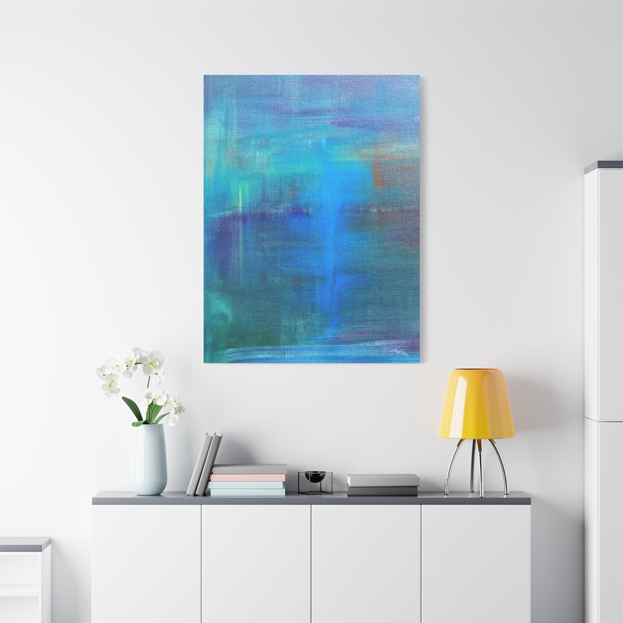 Abstract Blue-Green Matte Canvas Print – Stretched 1.25" Wall Art