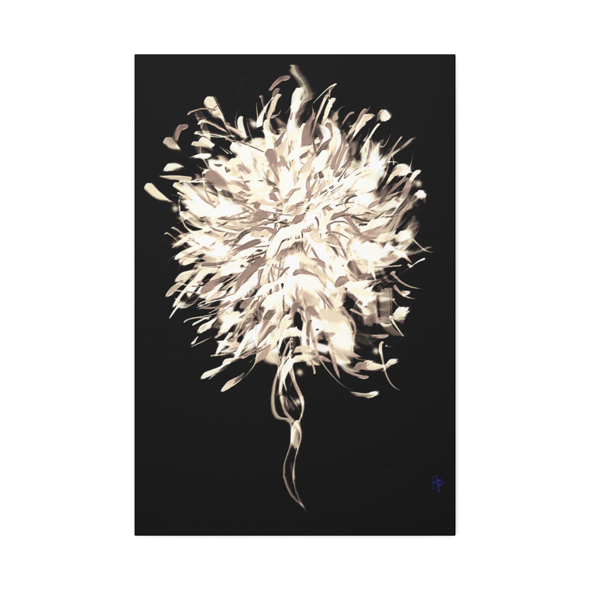 Abstract Floral Canvas Print – Neutral Burst Wall Art, Stretched 1.5"