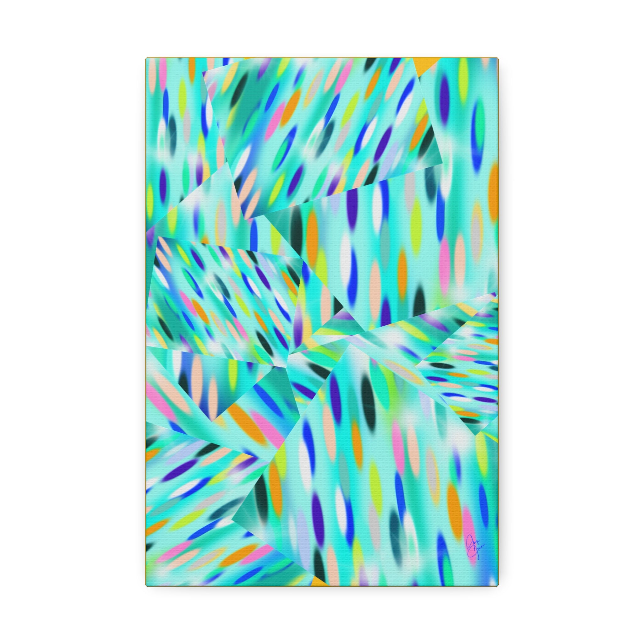 Abstract Aqua Canvas Print — Turquoise Geometric Art on Stretched 1.5" Canvas