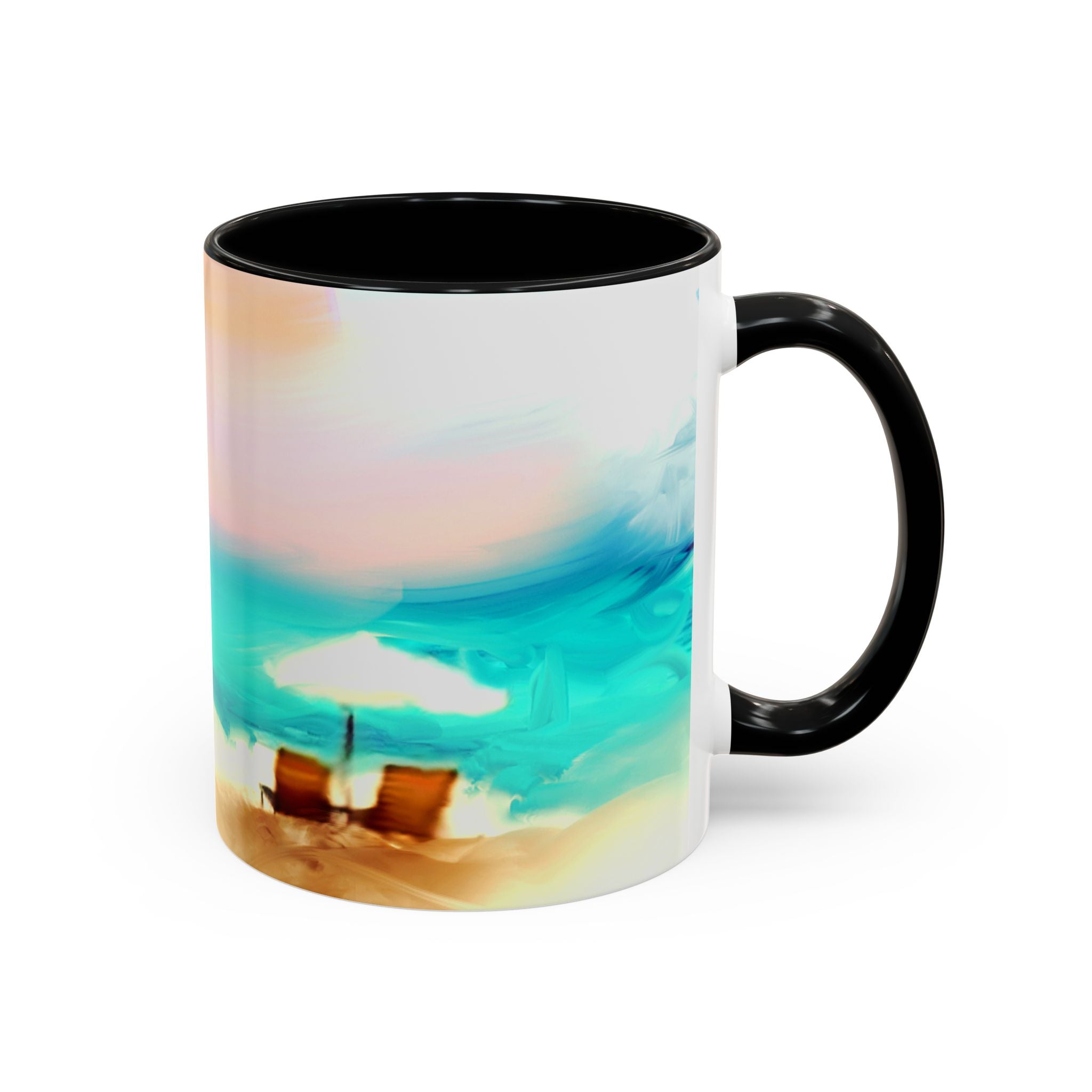 Beach Sunrise Accent Coffee Mug — Tropical Ocean Scene 11/15oz