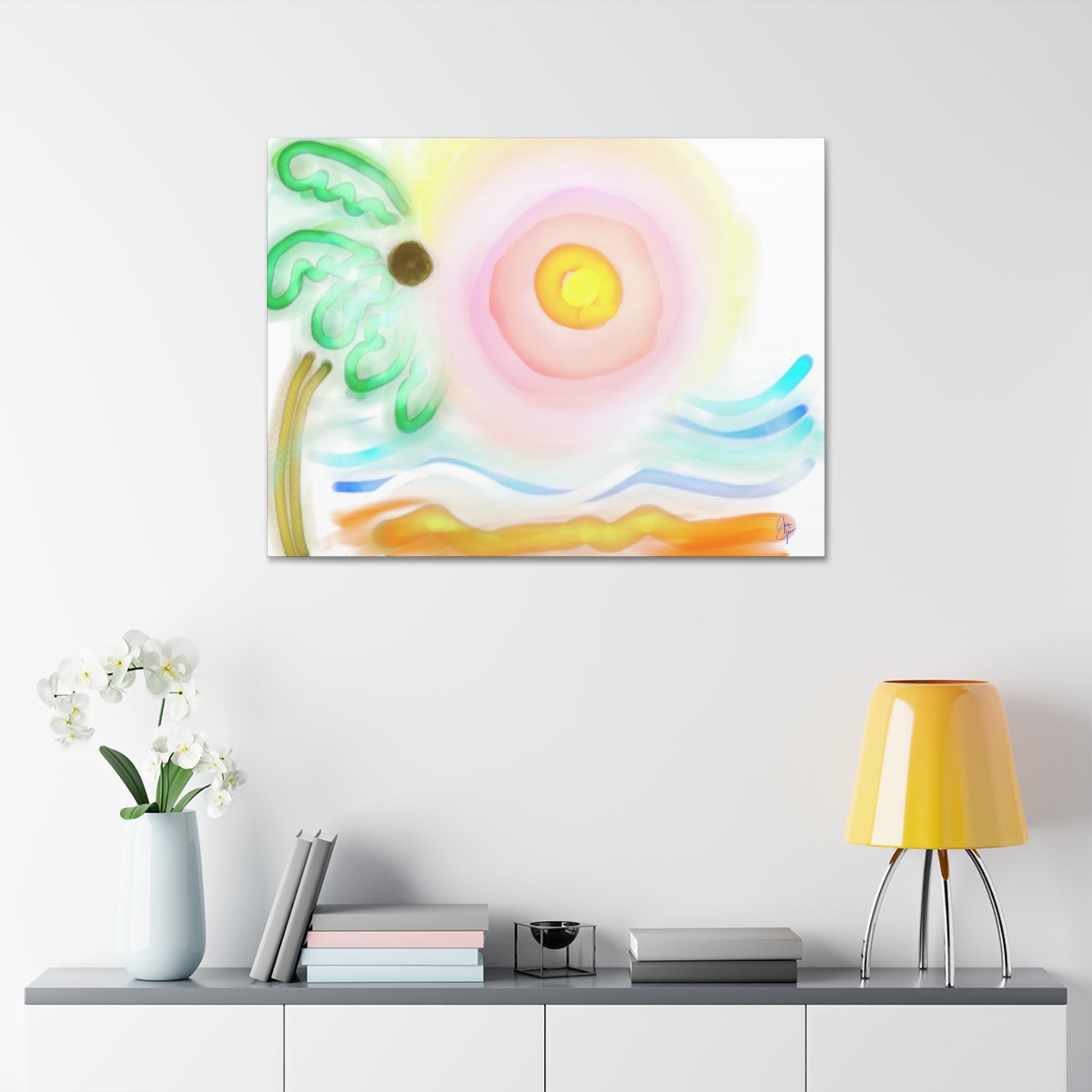 Tropical Sunrise Canvas Wall Art — Stretched 1.5" Beach Landscape Print