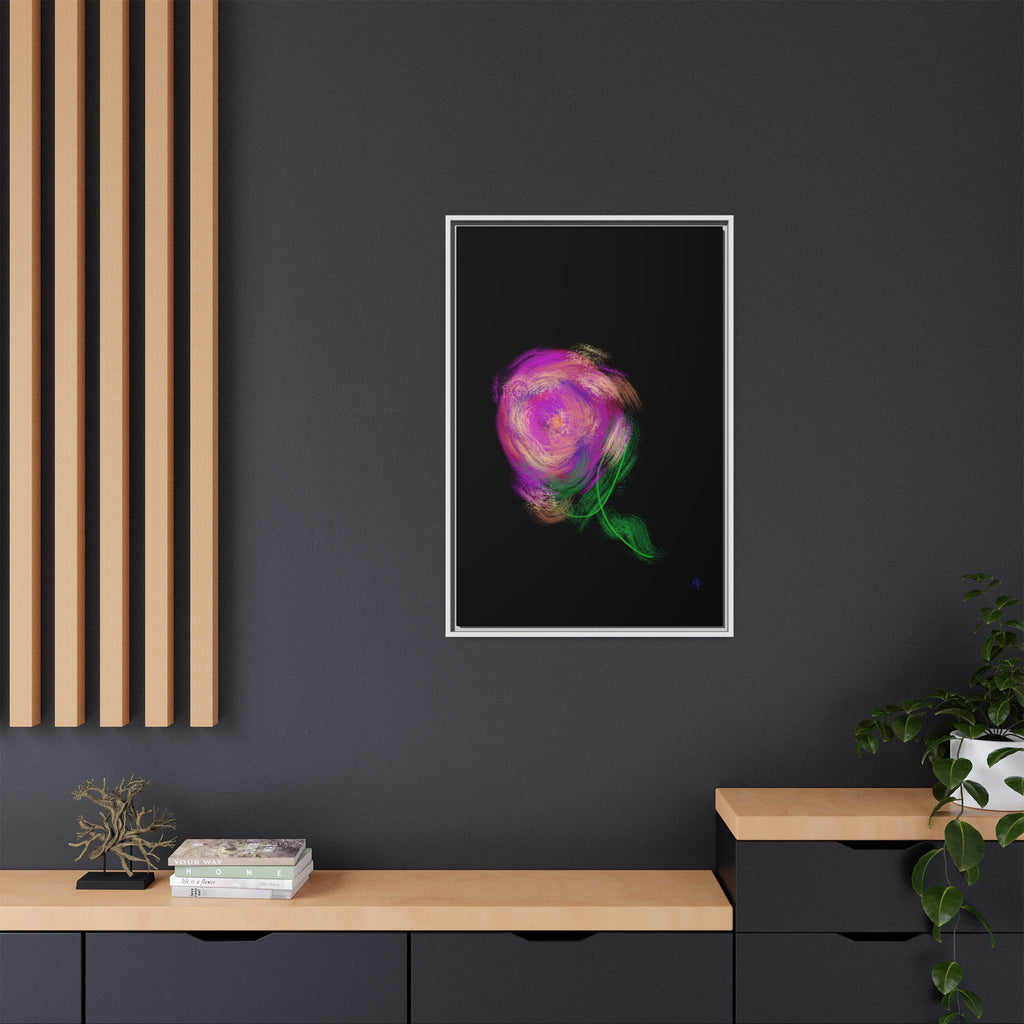 Abstract Rose Swirl Matte Framed Canvas — Multicolor Floral Wall Art