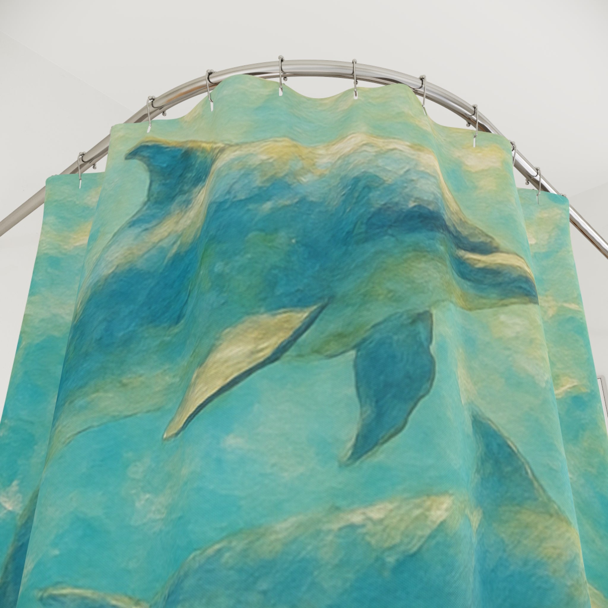 Dolphin Ocean Shower Curtain — Turquoise Underwater Art