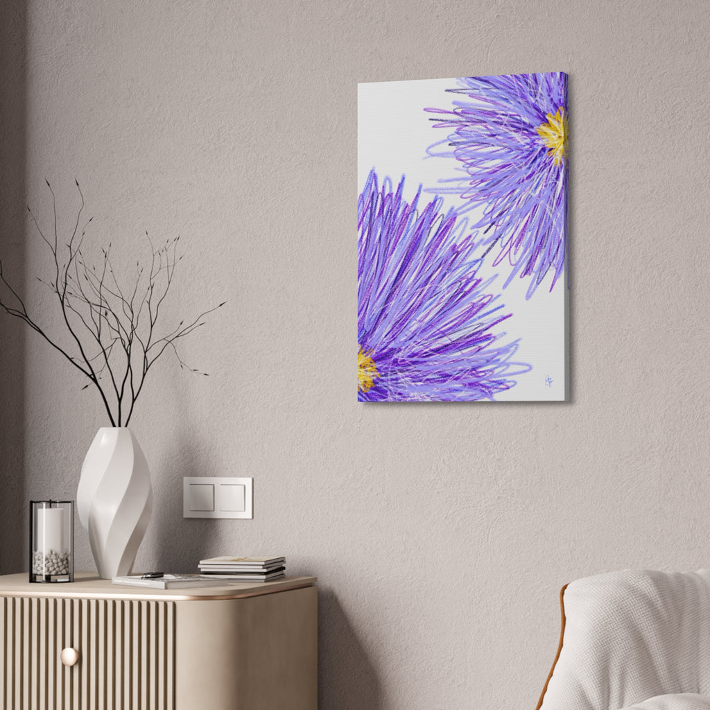 Purple Aster Floral Canvas Wrap – Vibrant Botanical Wall Art, 1.5" Stretched
