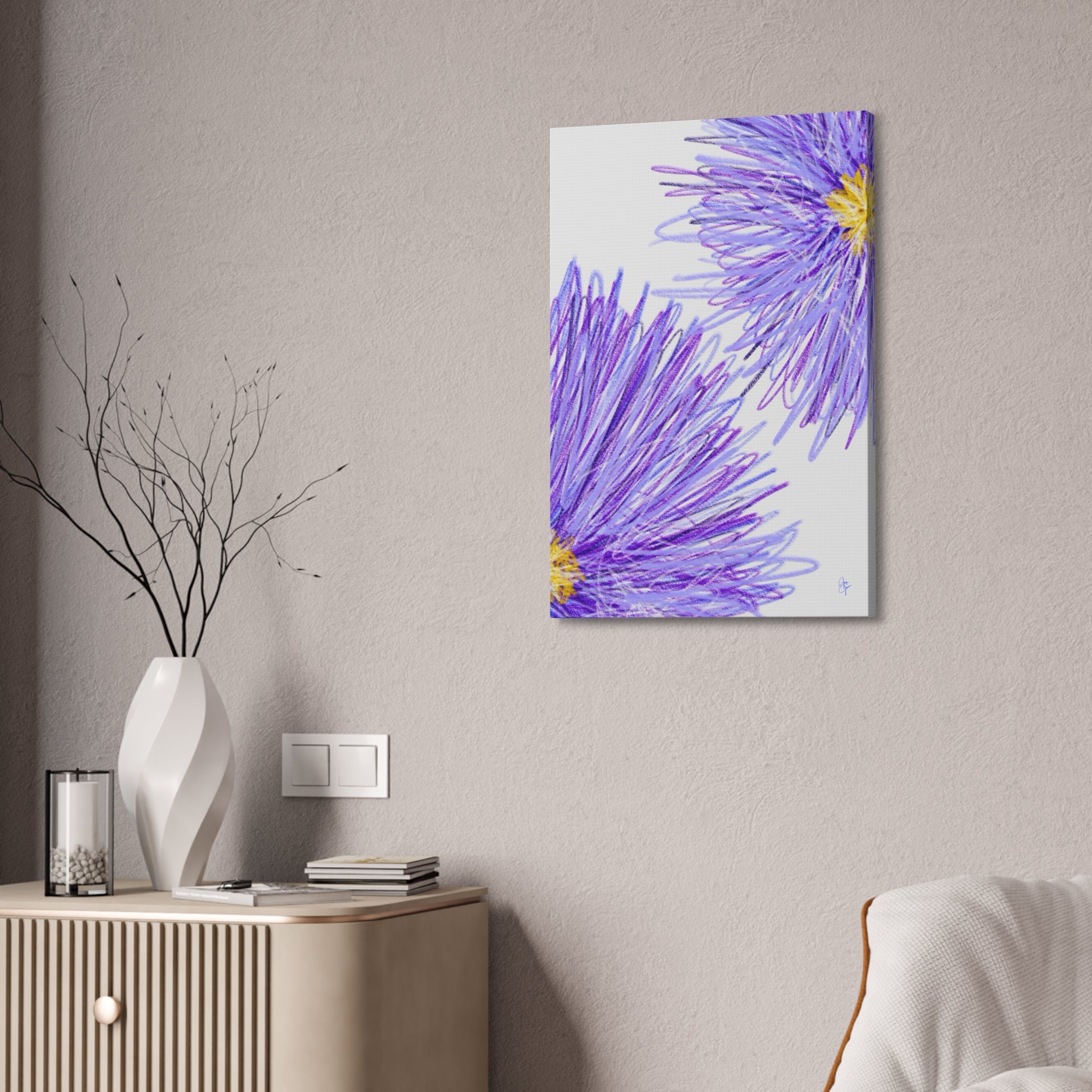 Purple Aster Floral Canvas Wrap – Vibrant Botanical Wall Art, 1.5" Stretched