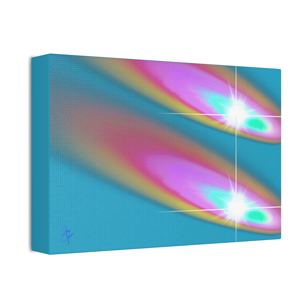 Abstract Neon Comet Canvas — Vibrant Turquoise & Pink Stretched Wall Art (1.5" Depth)