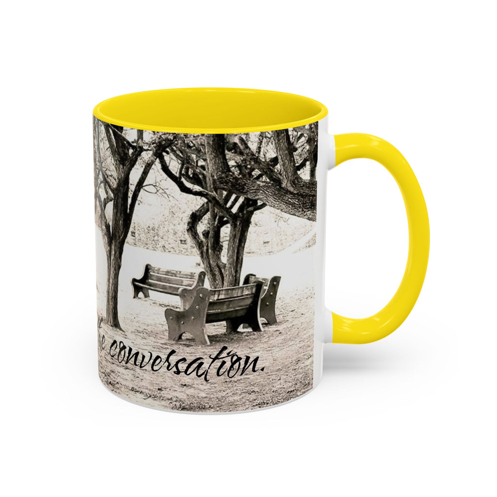 Conversation Bench Coffee Mug — 'I'll Join the Conversation' Accent Ceramic Mug