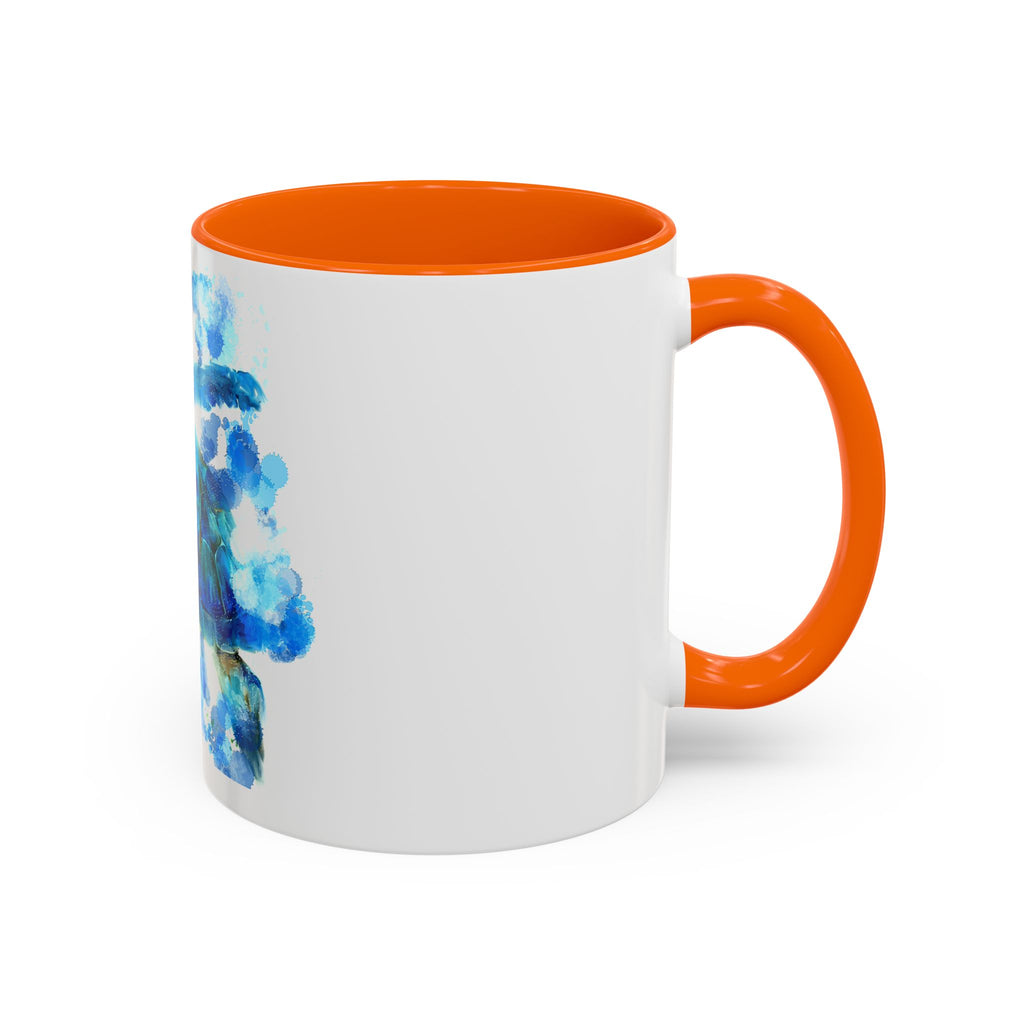 Blue Sea Turtle Accent Coffee Mug — Watercolor Ocean Turtle 11/15oz