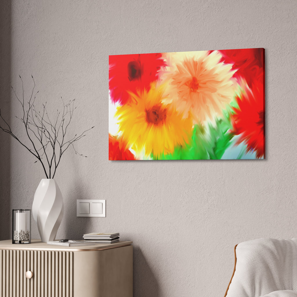 Bright Floral Abstract Canvas Wall Art — Stretched 1.5"